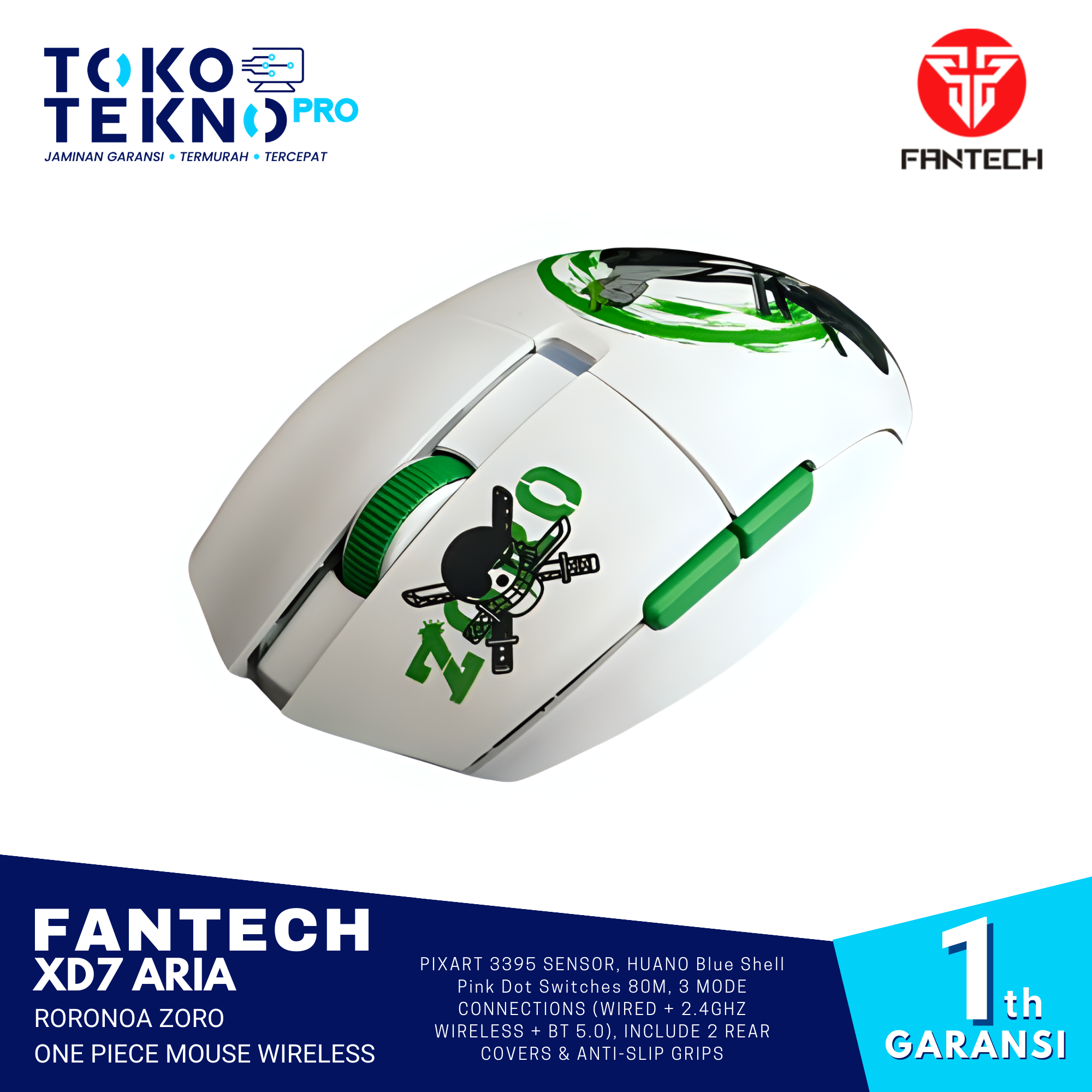 Fantech XD7 Aria Roronoa Zoro One Piece Mouse Wireless Gaming