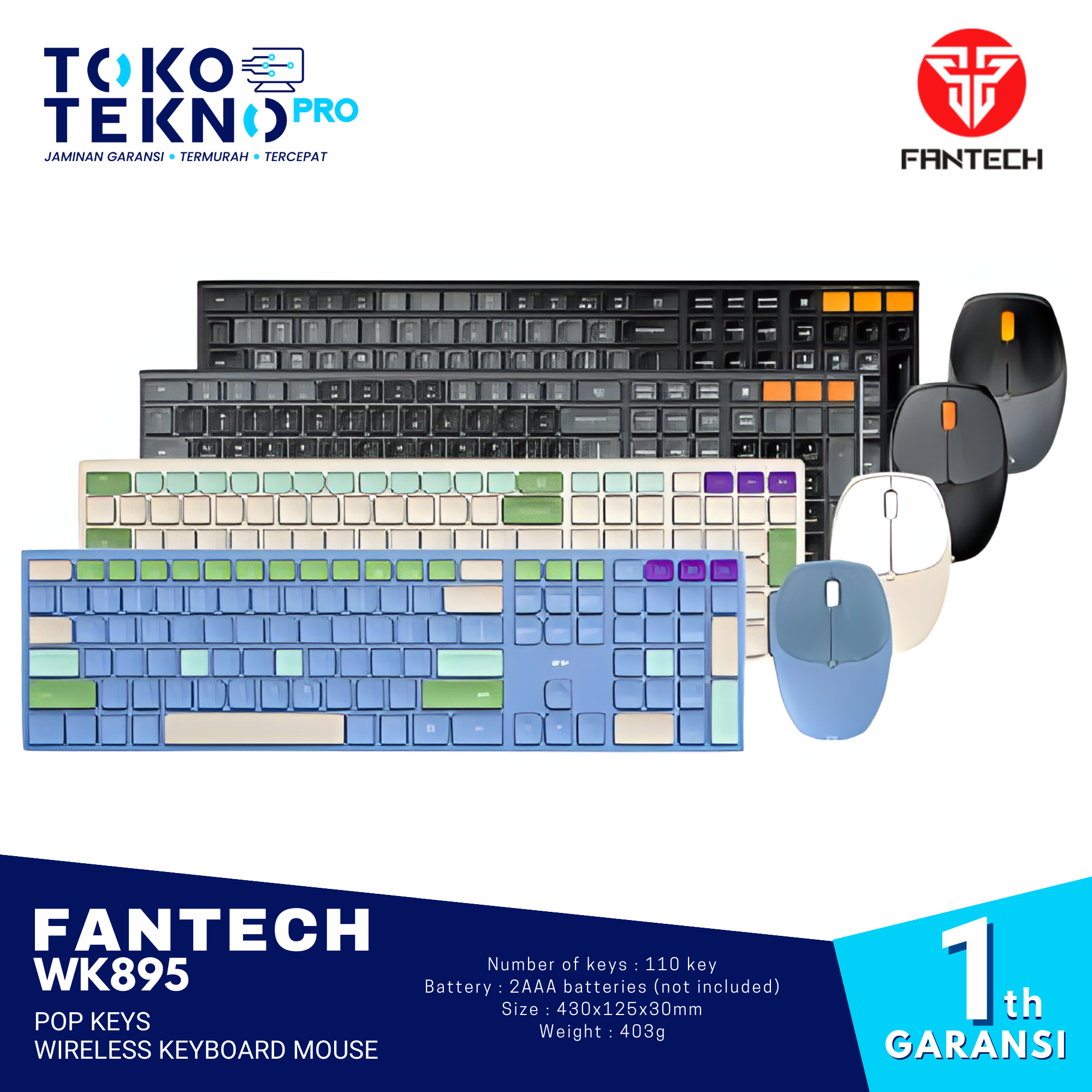 Fantech WK895 Pop Keys Wireless Keyboard Mouse Combo