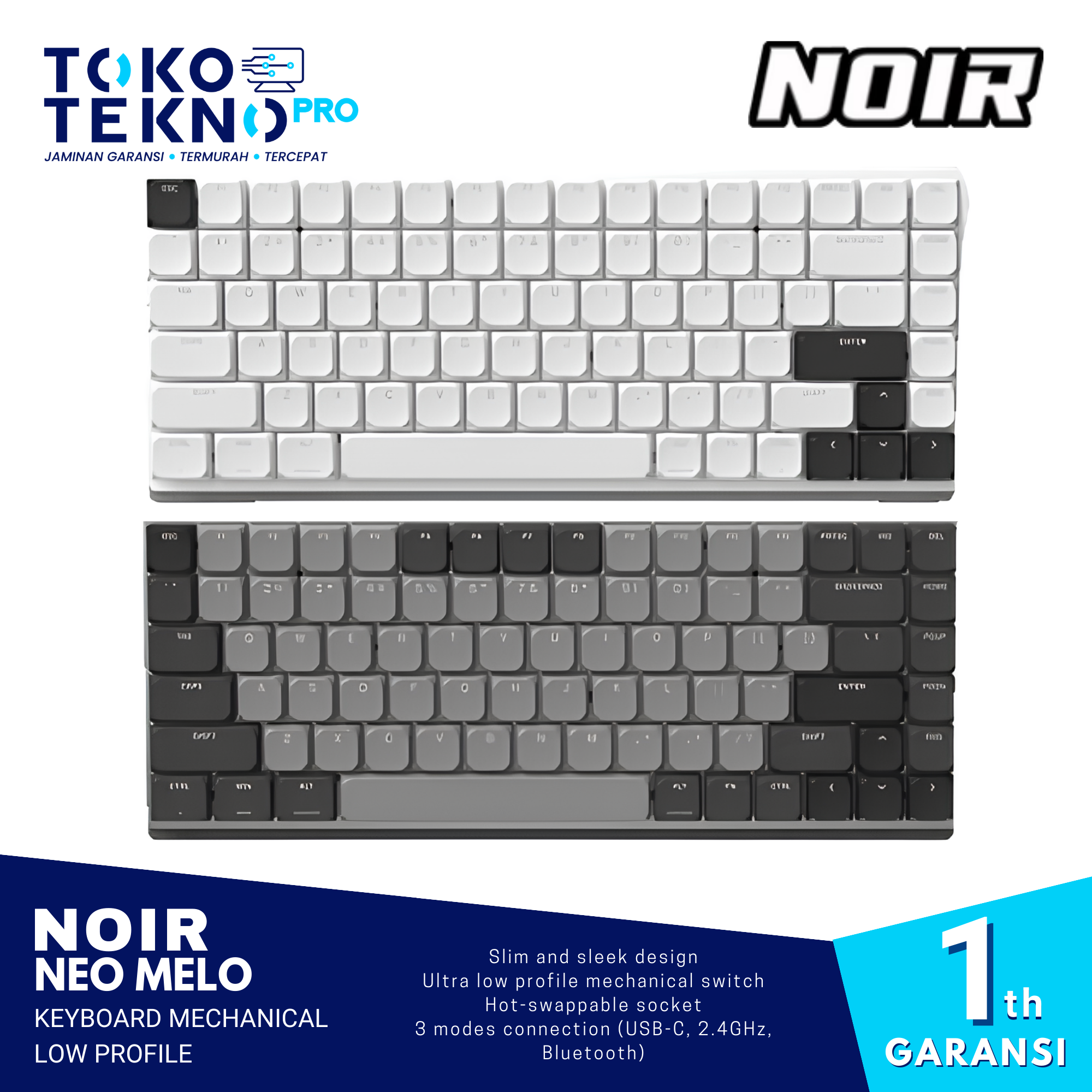Noir Neo Melo Keyboard Mechanical Low Profile Wireless Connection