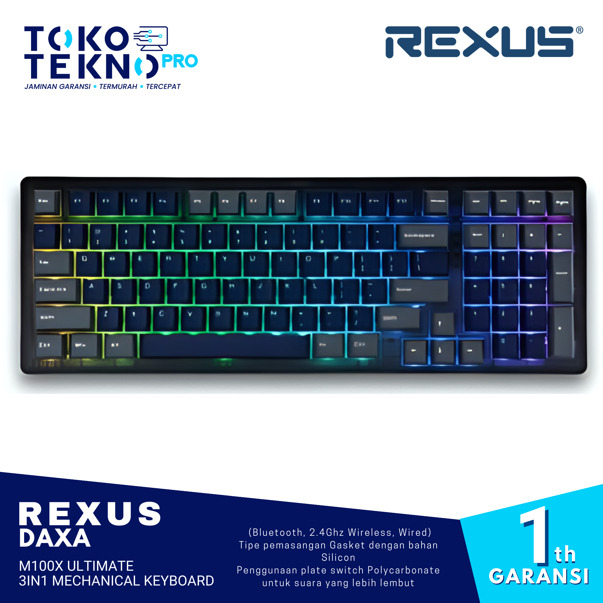Rexus Daxa M100x Ultimate 3in1 Wireless Mechanical Keyboard
