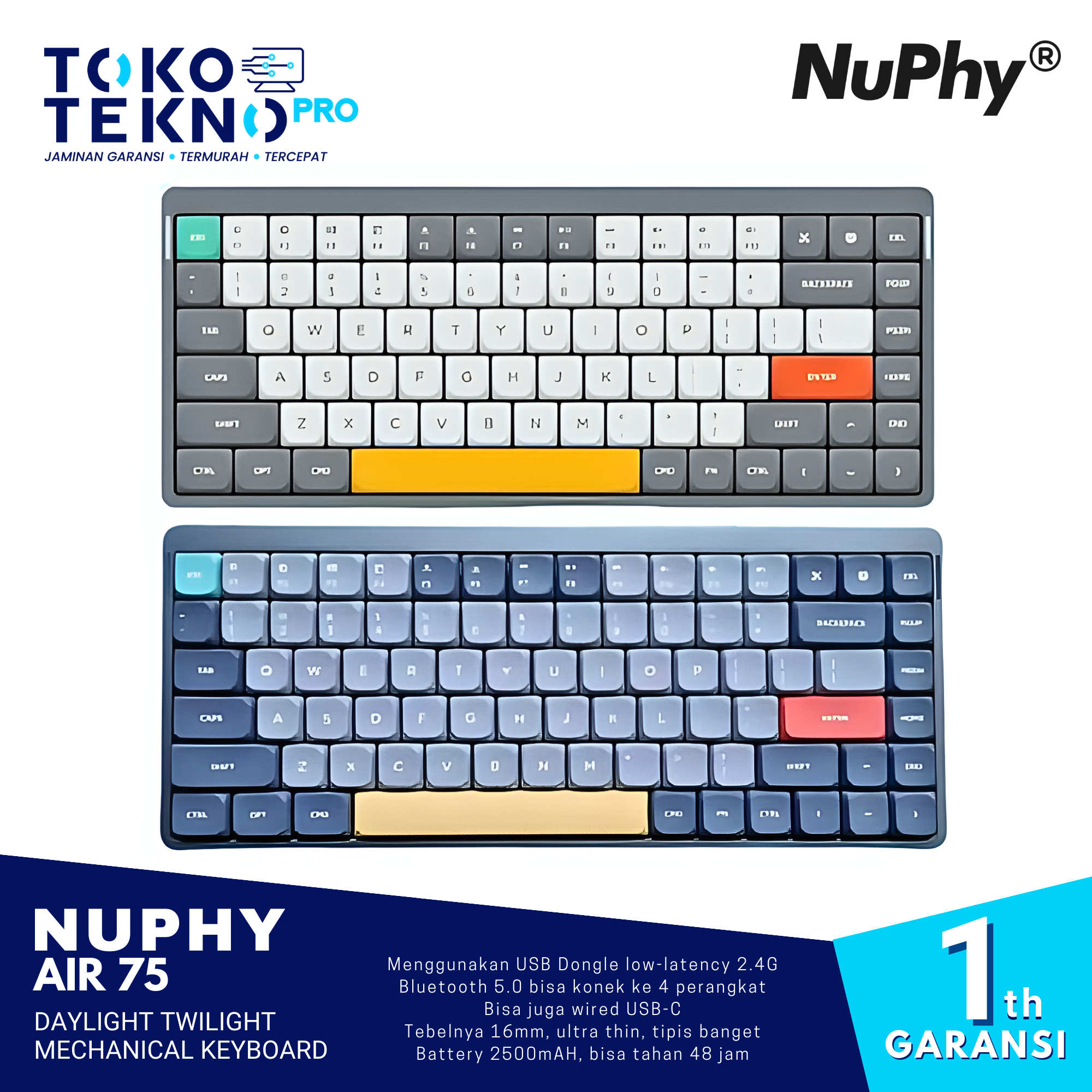 Nuphy Air75 Daylight Twilight Wireless Mechanical Keyboard