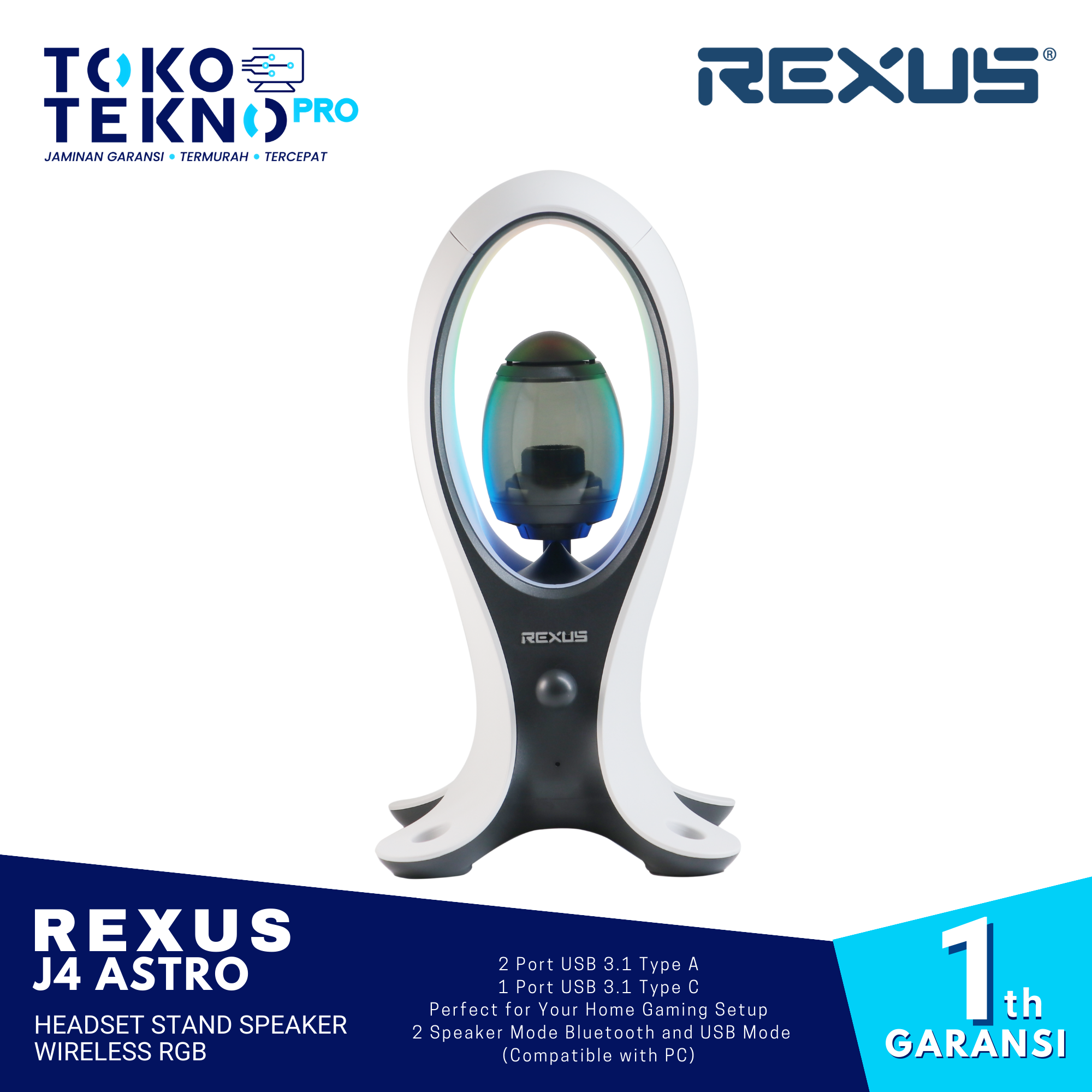 Rexus J4 Astro Headset Stand Speaker Wireless RGB