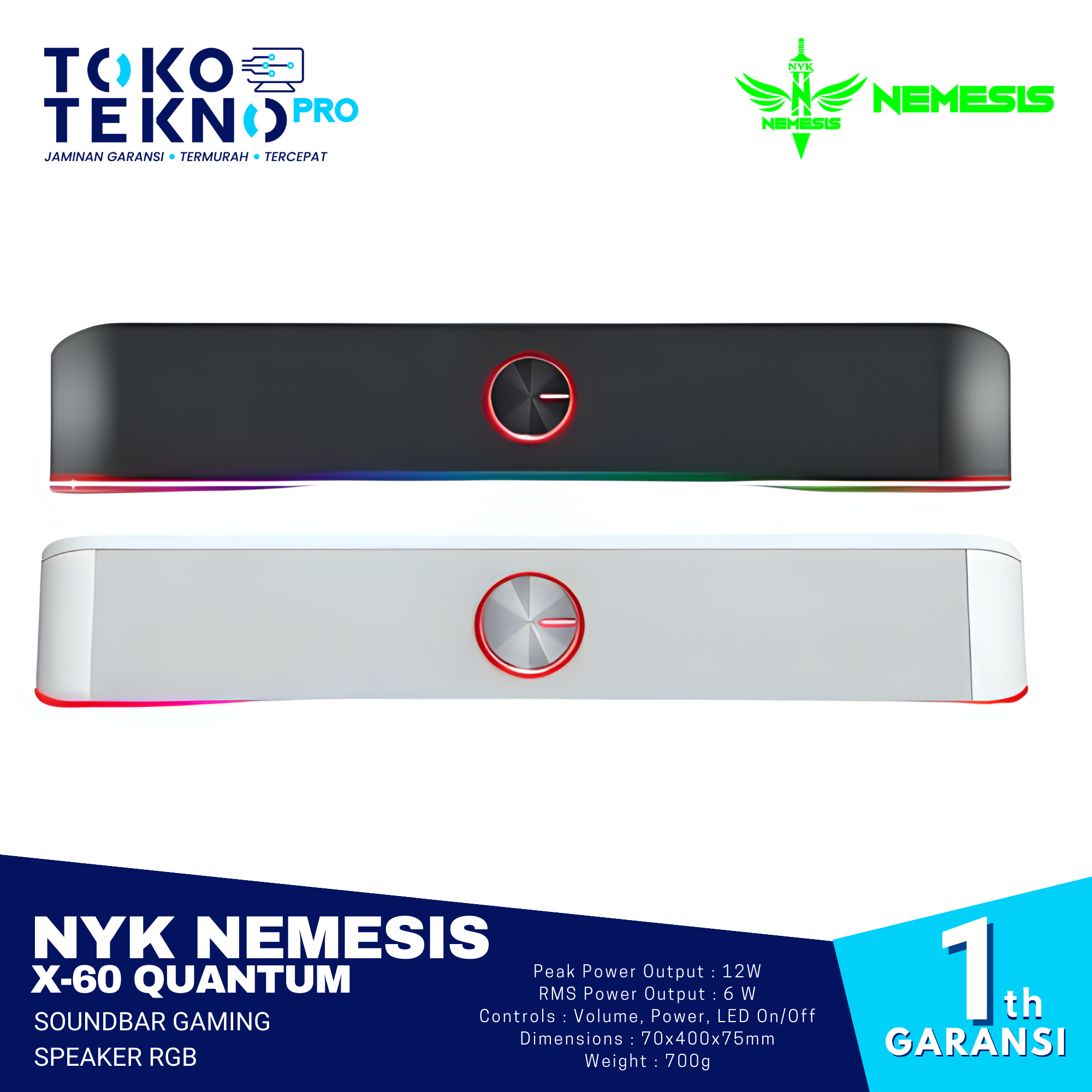NYK Nemesis X60 Quantum Soundbar Gaming Speaker RGB