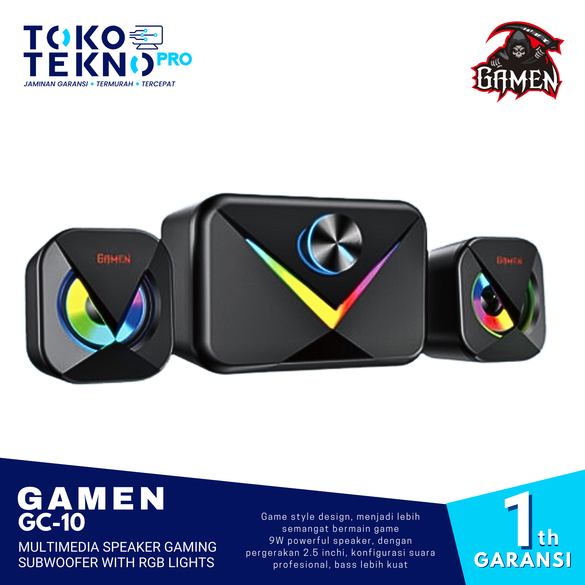 Gamen GS10 Multimedia Speaker Gaming Subwoofer with RGB Lights