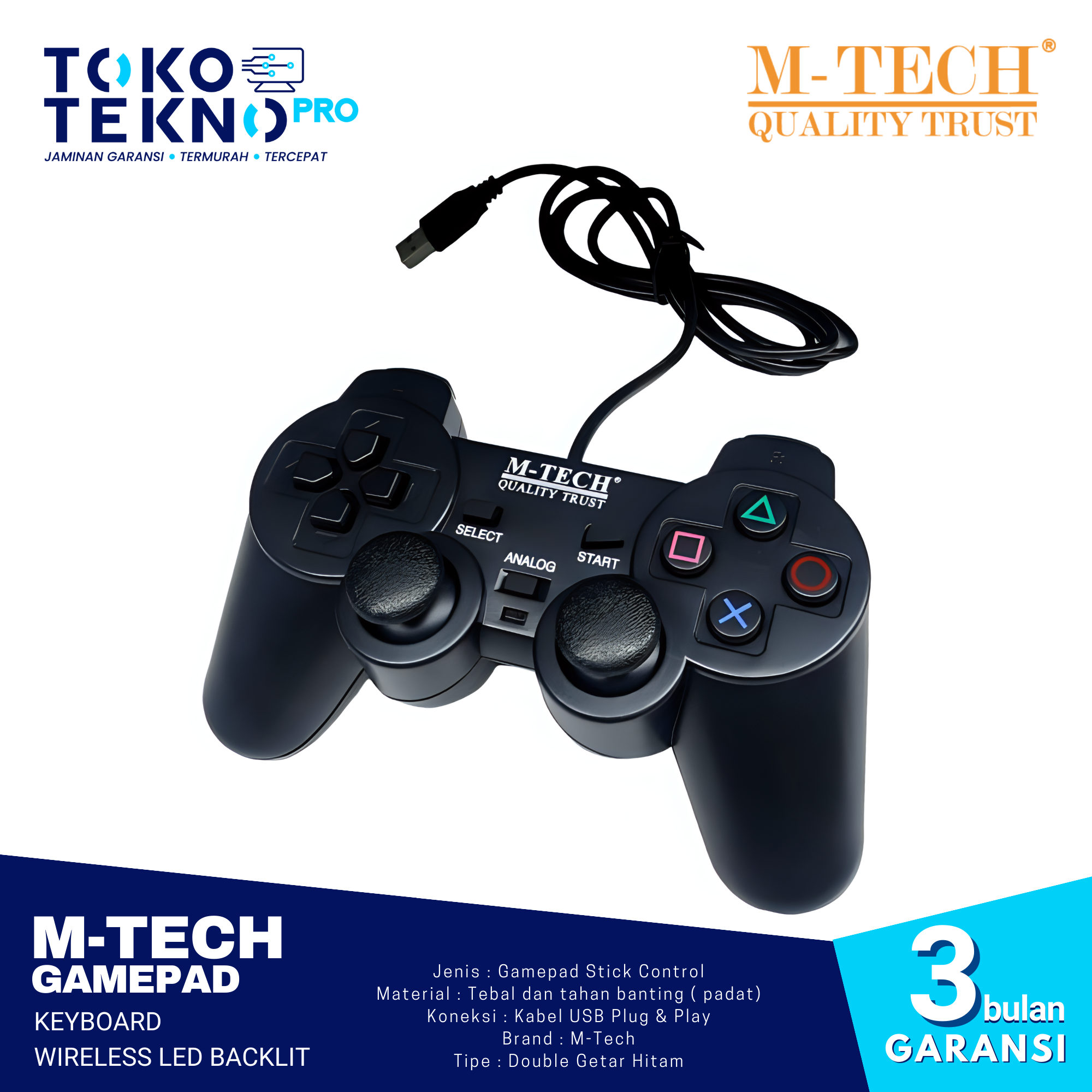 M-Tech Gamepad Joystick Stick PS Double Getar