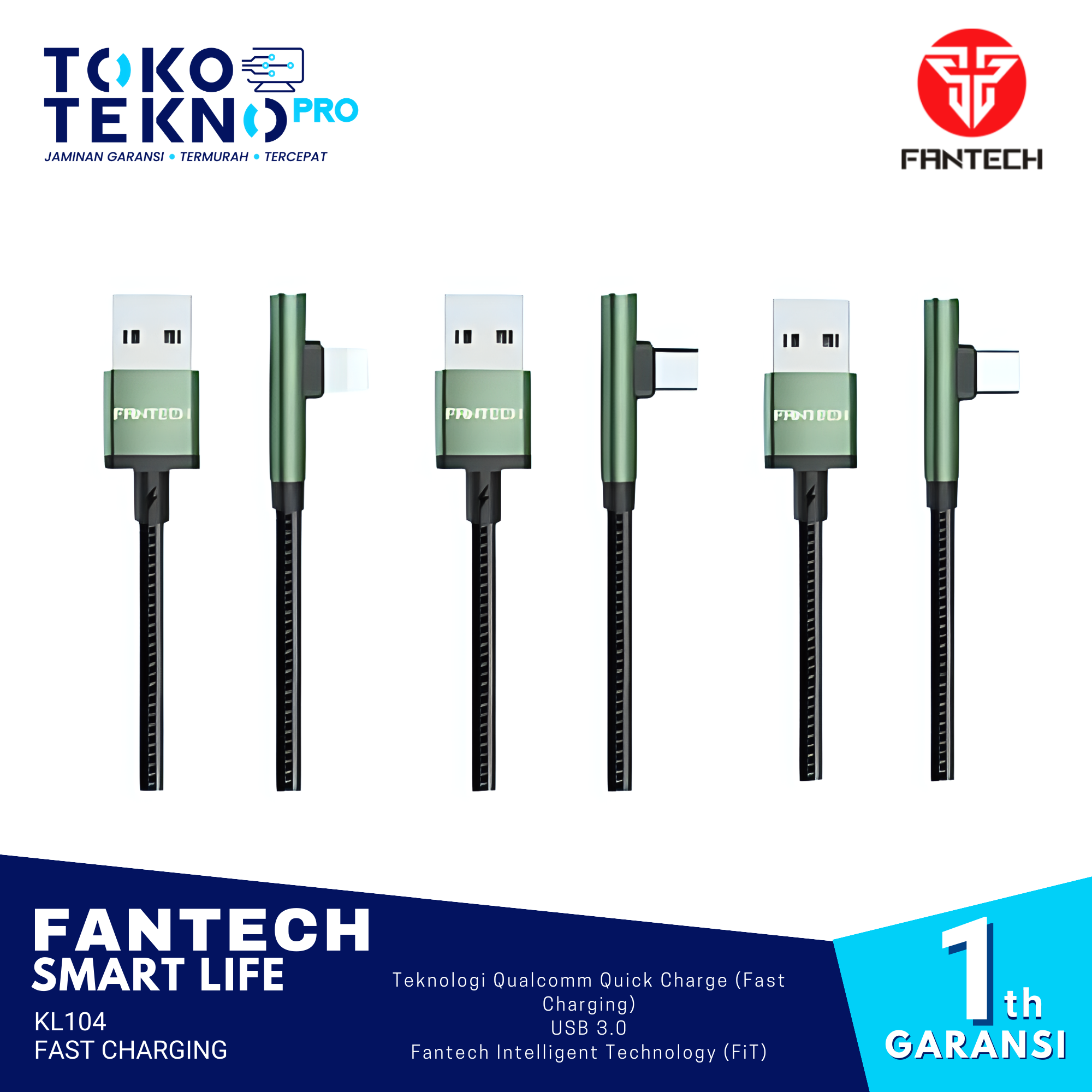 Fantech Smart Life Kabel Charger KM104 Fast Charging