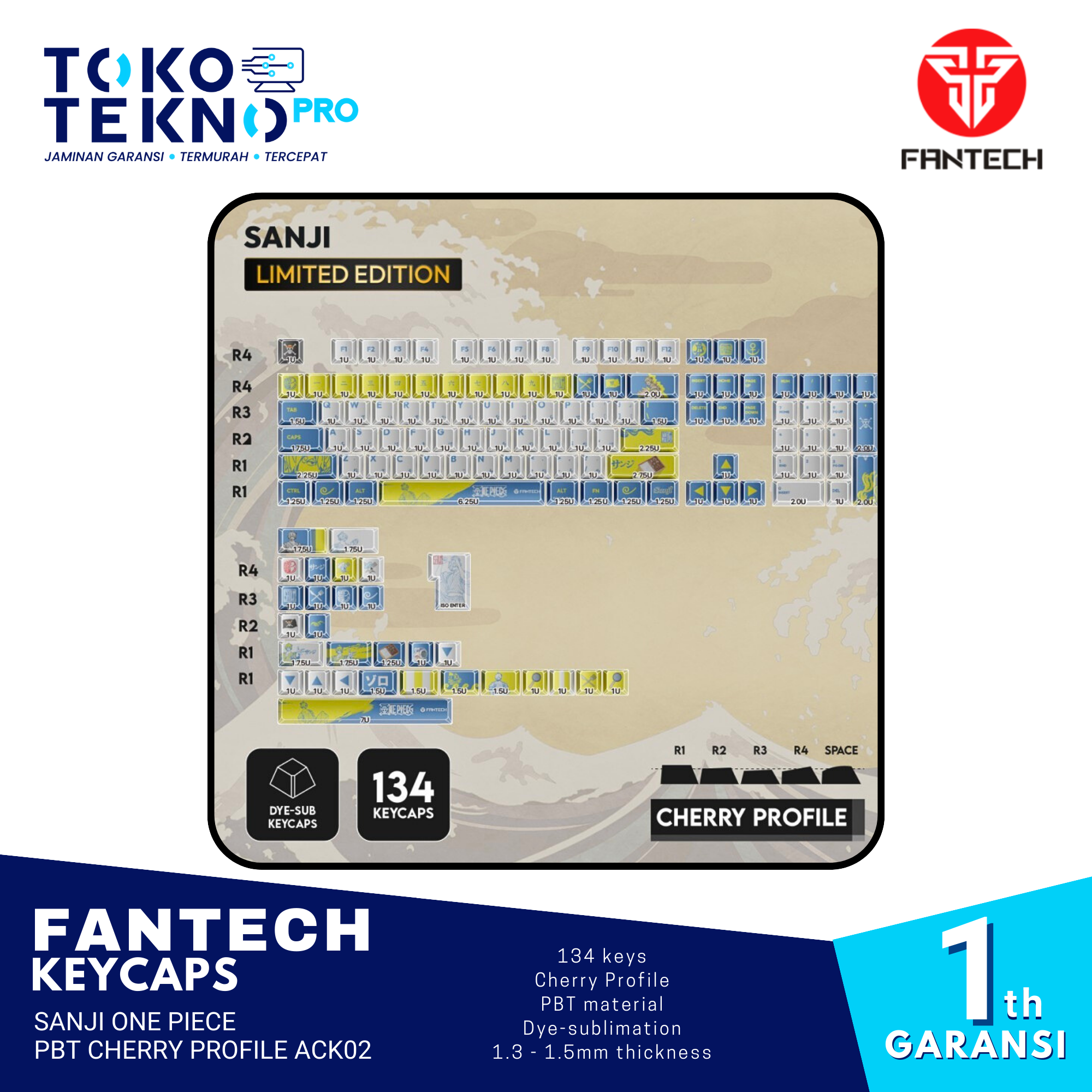 Fantech Keycaps Sanji One Piece PBT Cherry Profile ACK02