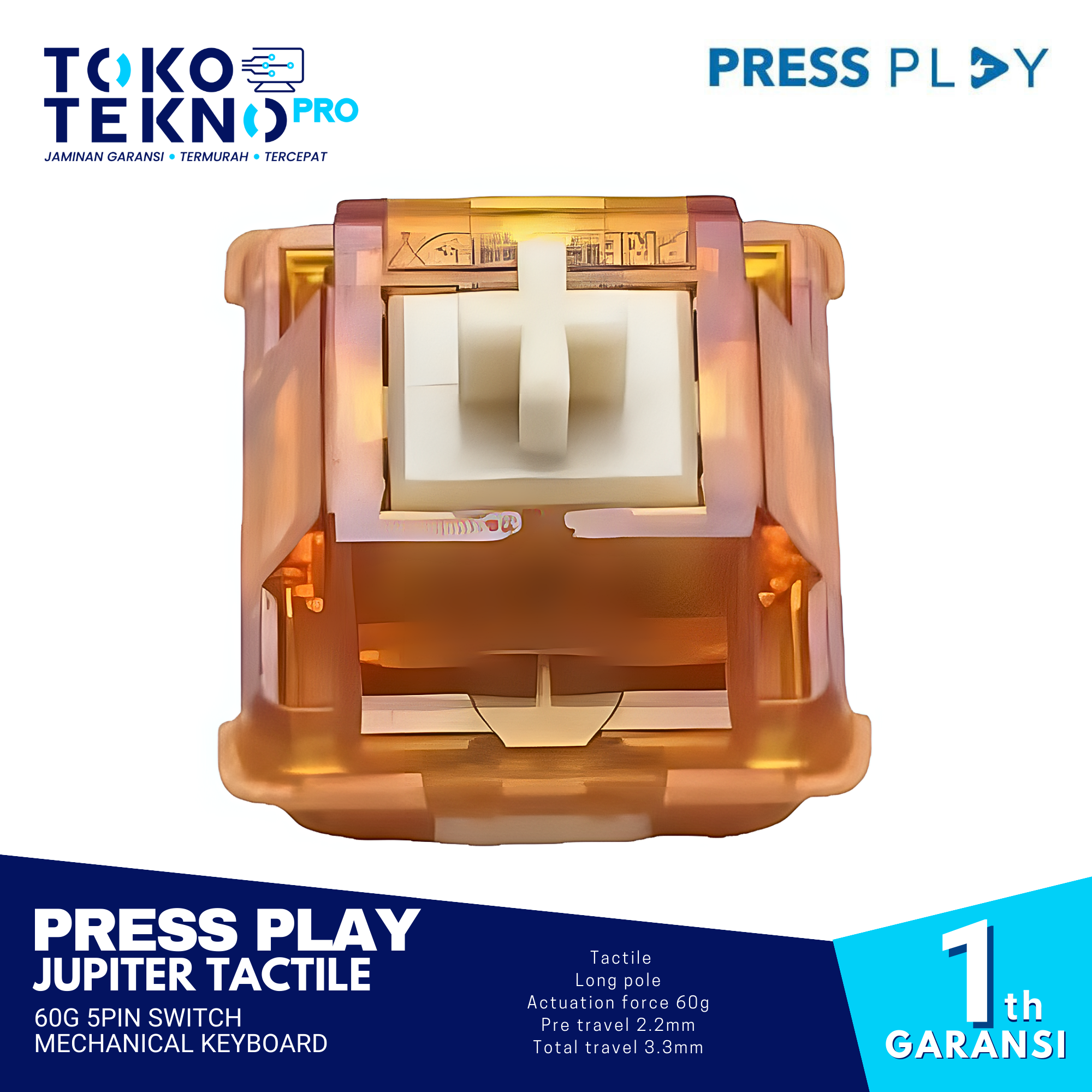 Press Play Jupiter Tactile 60g 5pin Switch Mechanical Keyboard