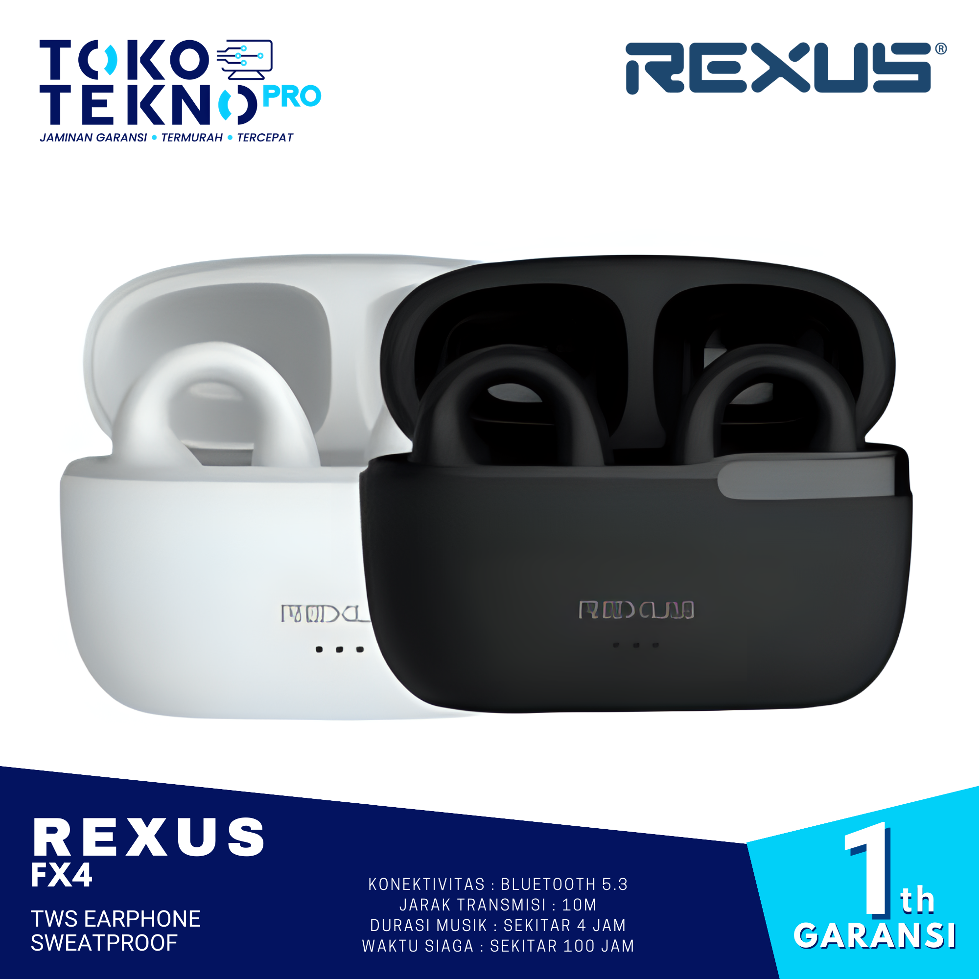 Rexus FX4 TWS Earphone Sweatproof With Bluetooth 5.3