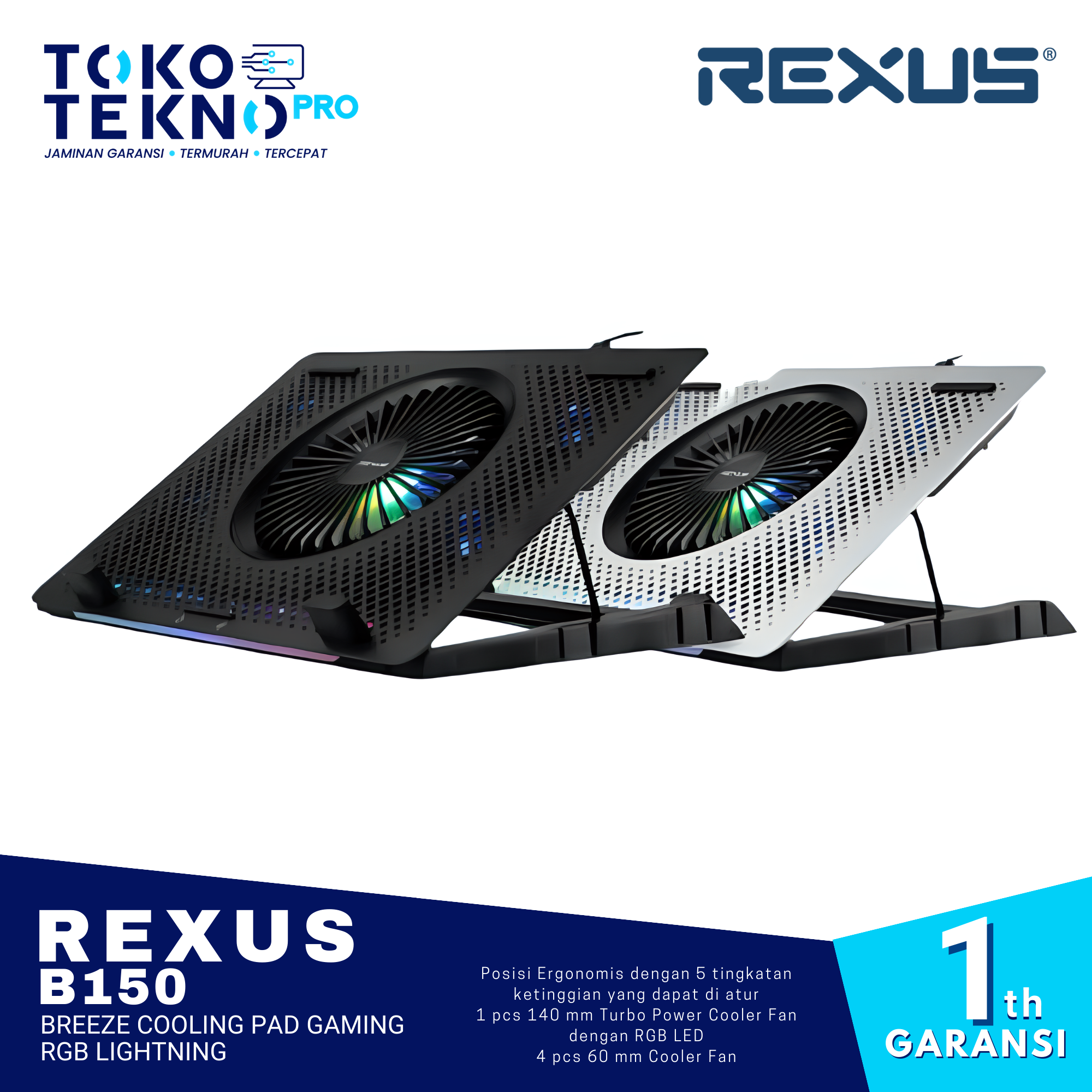 Rexus B150 Breeze Cooling Pad Gaming RGB Lightning