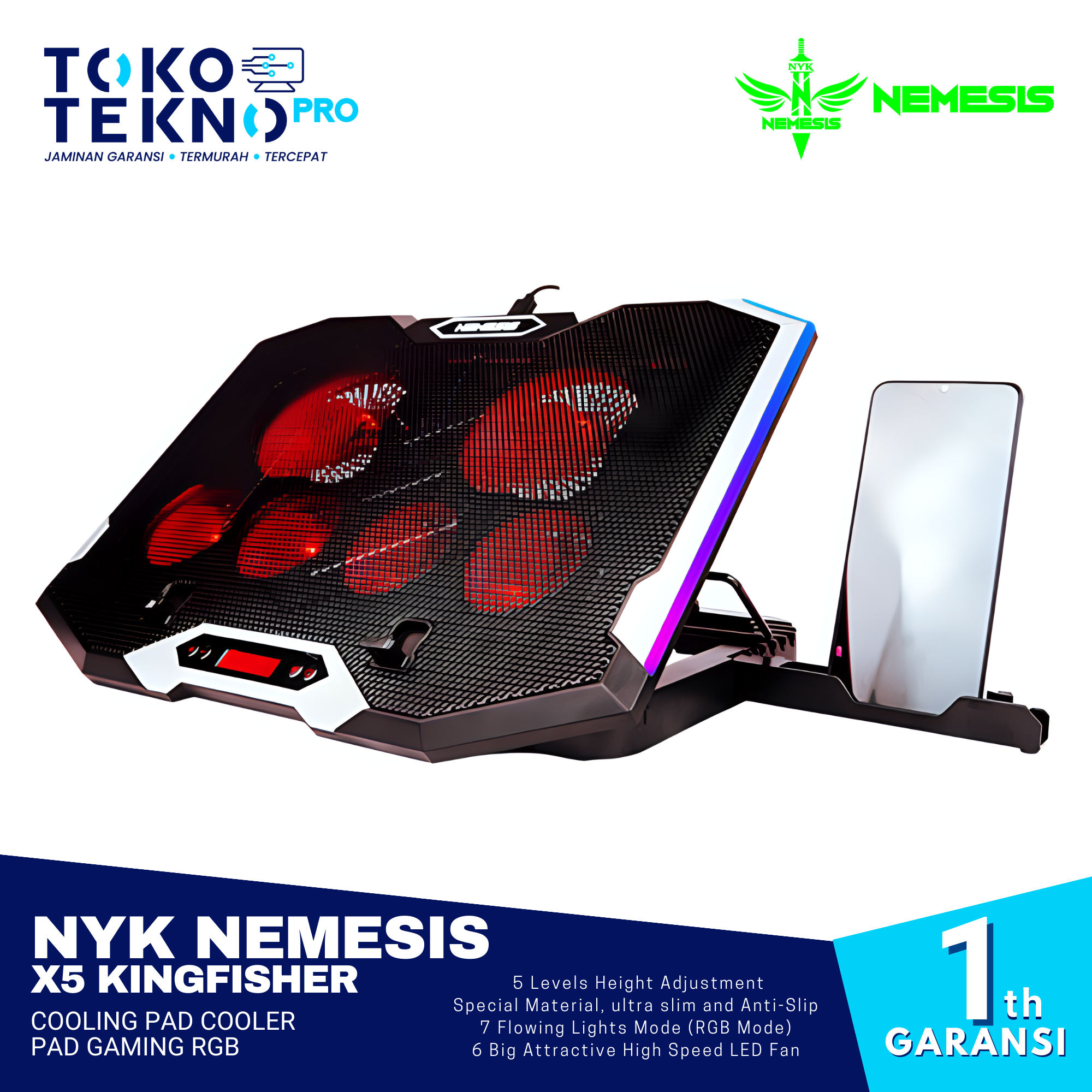 NYK Nemesis X5 Kingfisher Cooling Pad Cooler Pad Gaming RGB
