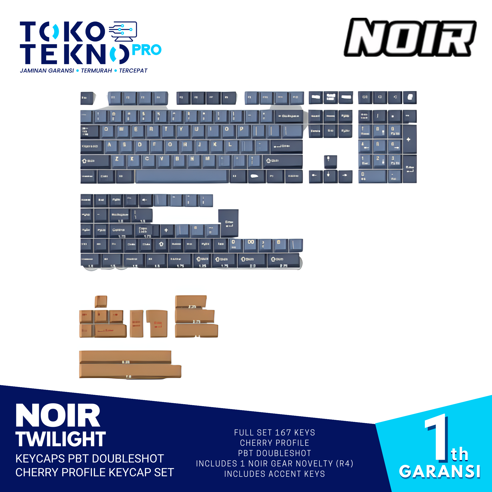 Noir Twilight Keycaps PBT Doubleshot Cherry Profile Keycap Set