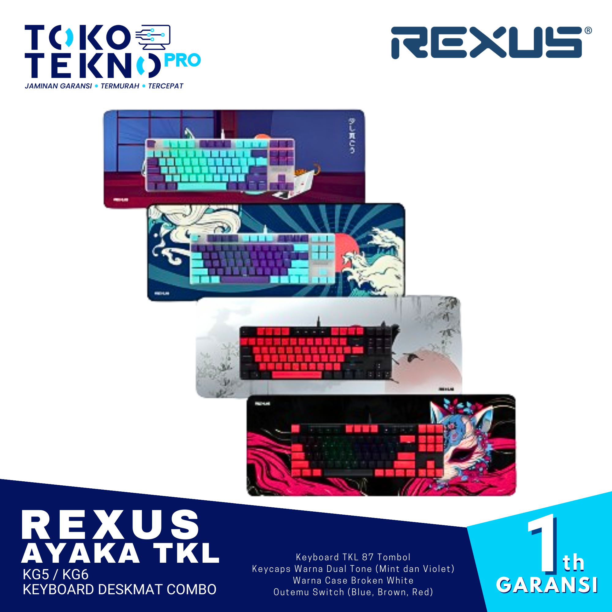 Rexus Ayaka TKL KG5 / KG6 Japanese Theme Keyboard Deskmat Combo Gaming
