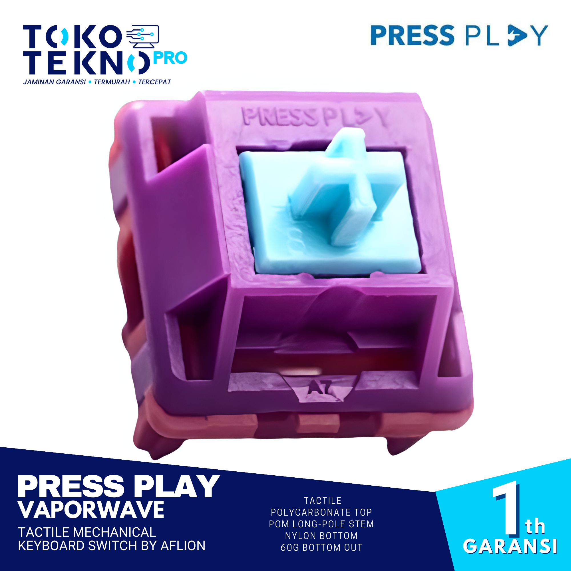 Press Play Vaporwave Tactile Mechanical Keyboard Switch by Aflion