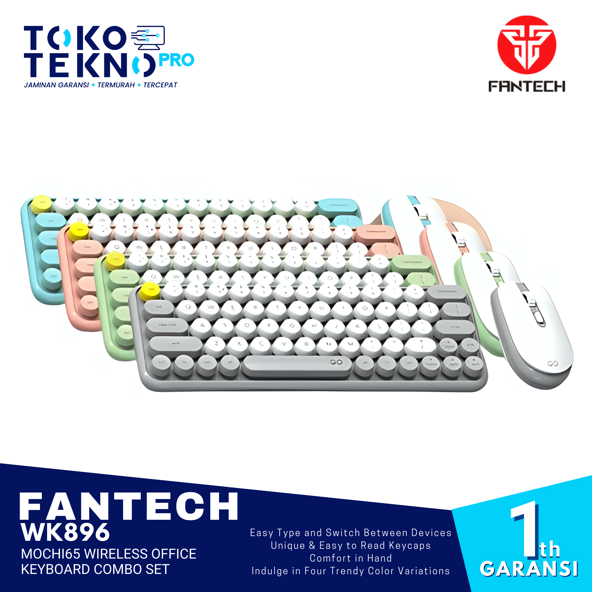Fantech WK896 Mochi65 Wireless Office Keyboard Combo Set