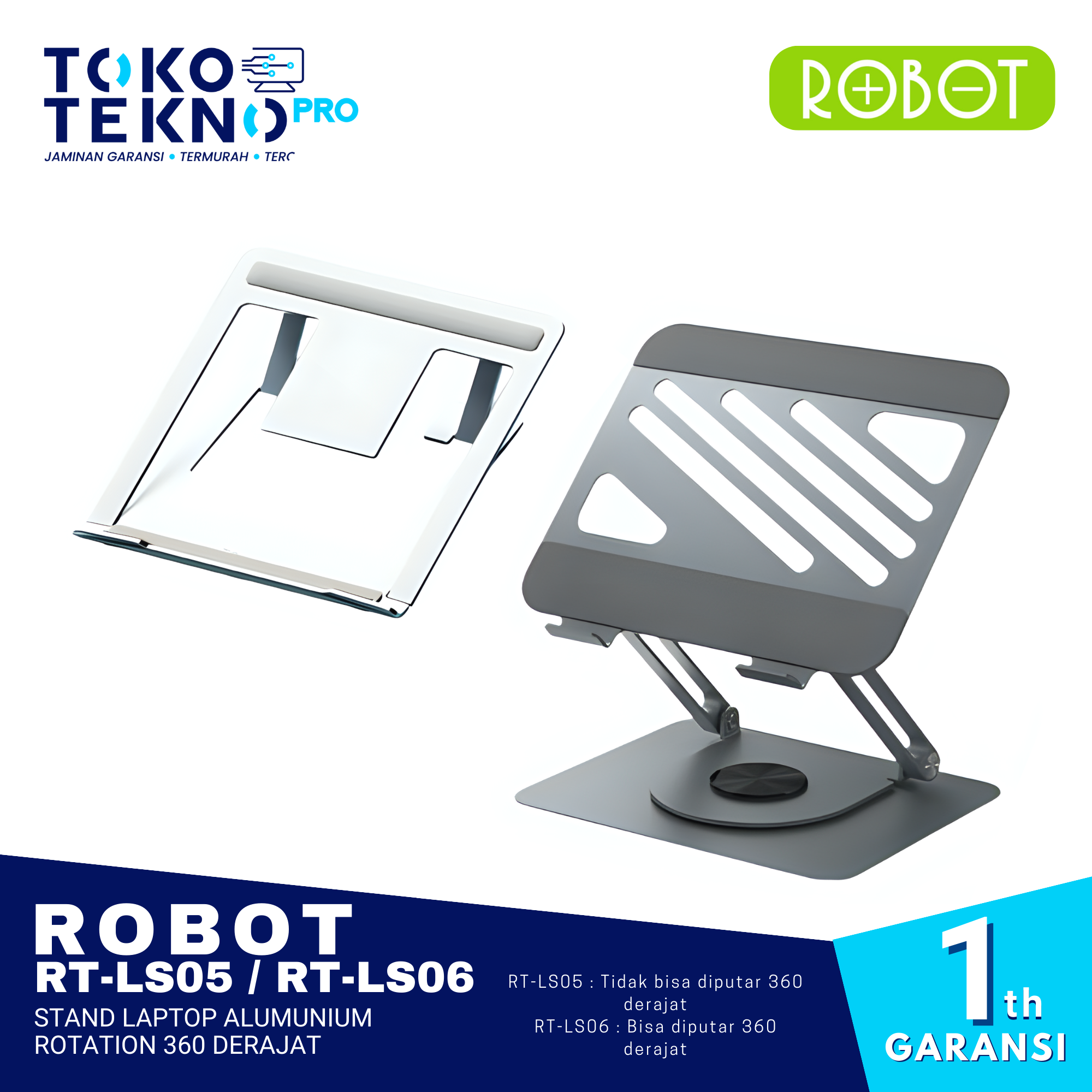 Robot RT LS05 / RT LS06 Stand Laptop Alumunium Rotation 360 Derajat