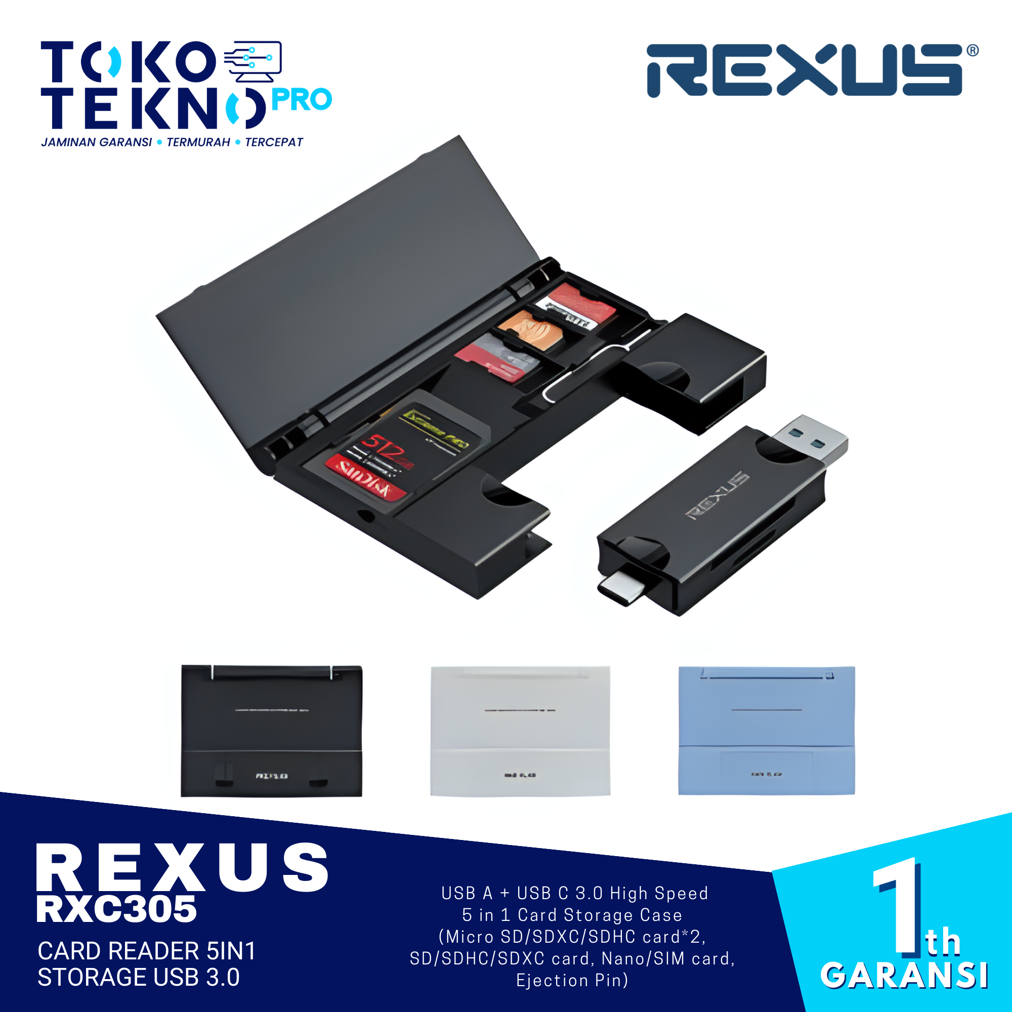 Rexus RXC305 / RXC 305 Card Reader 5in1 Storage USB 3.0
