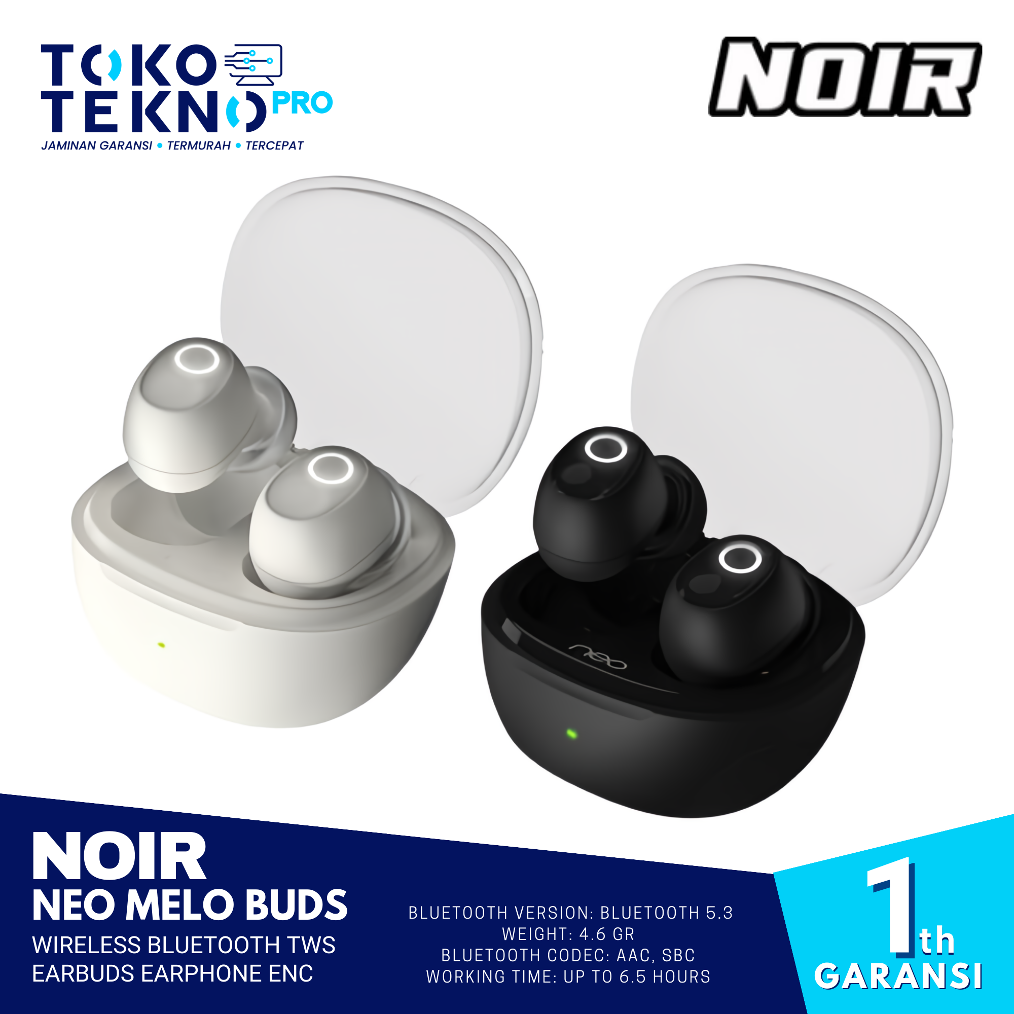 Noir Neo Melo Buds Wireless Bluetooth TWS Earbuds Earphone ENC