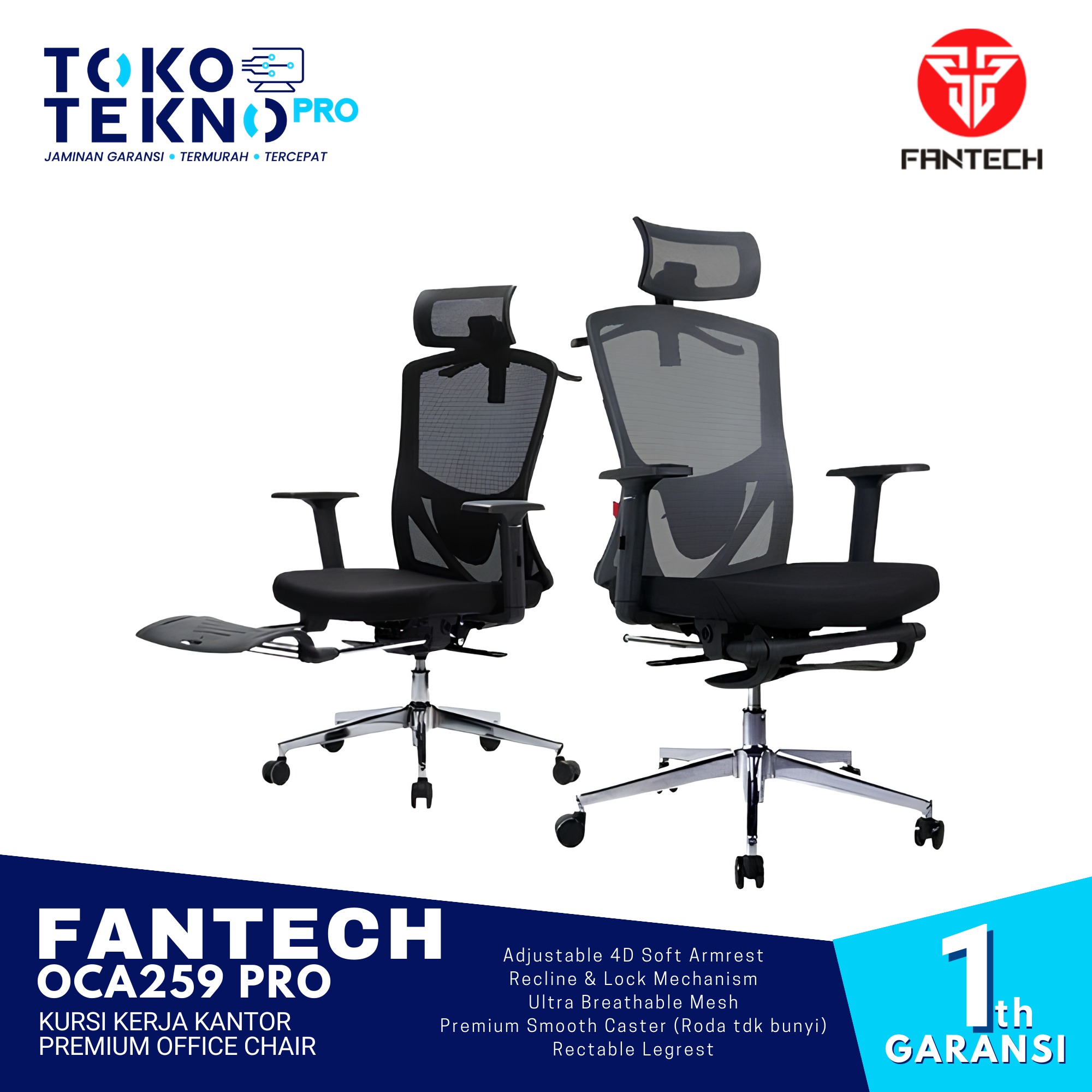 Fantech OCA259 PRO Kursi Kantor Kerja Office Chair