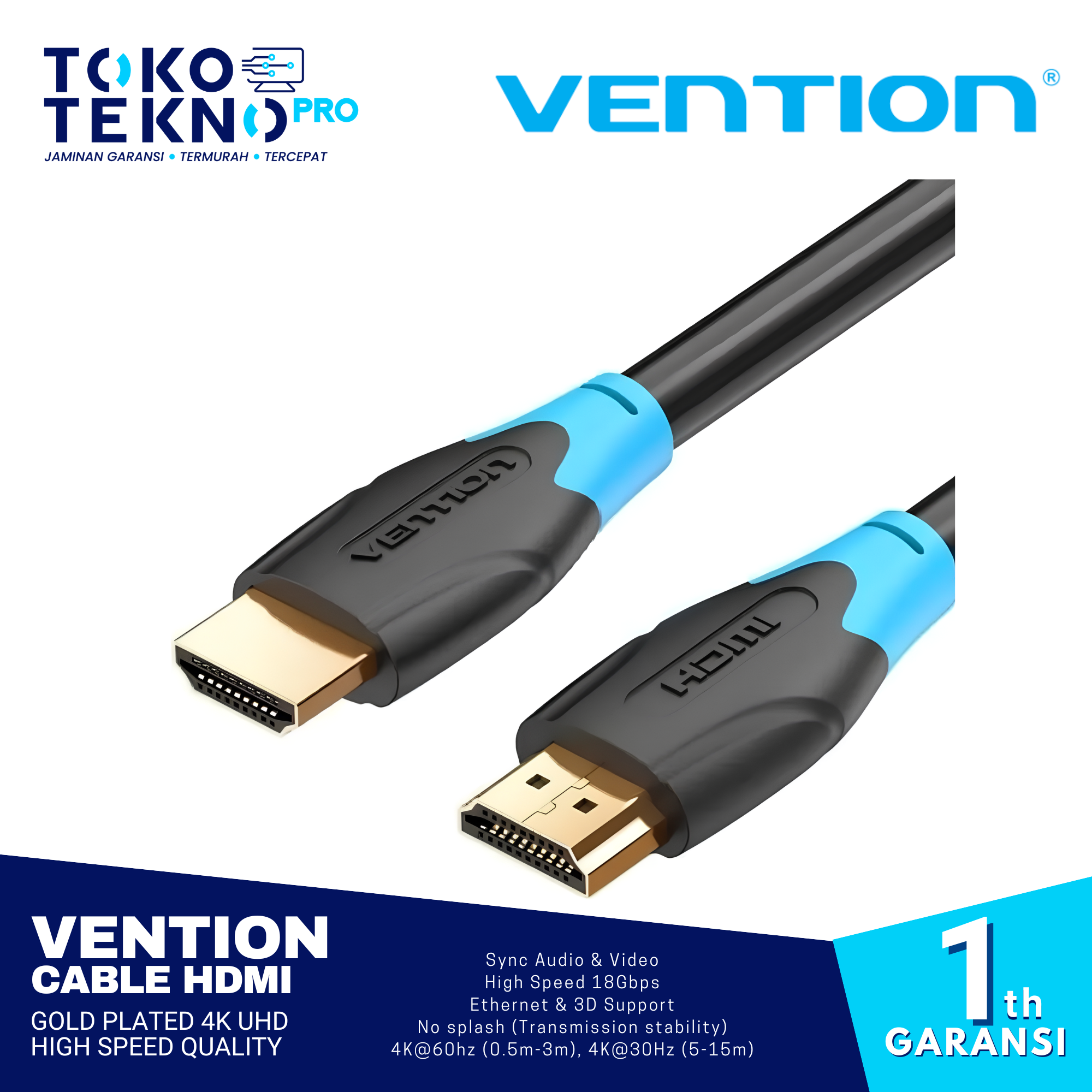 Vention Kabel Cable HDMI Gold Plated 4K