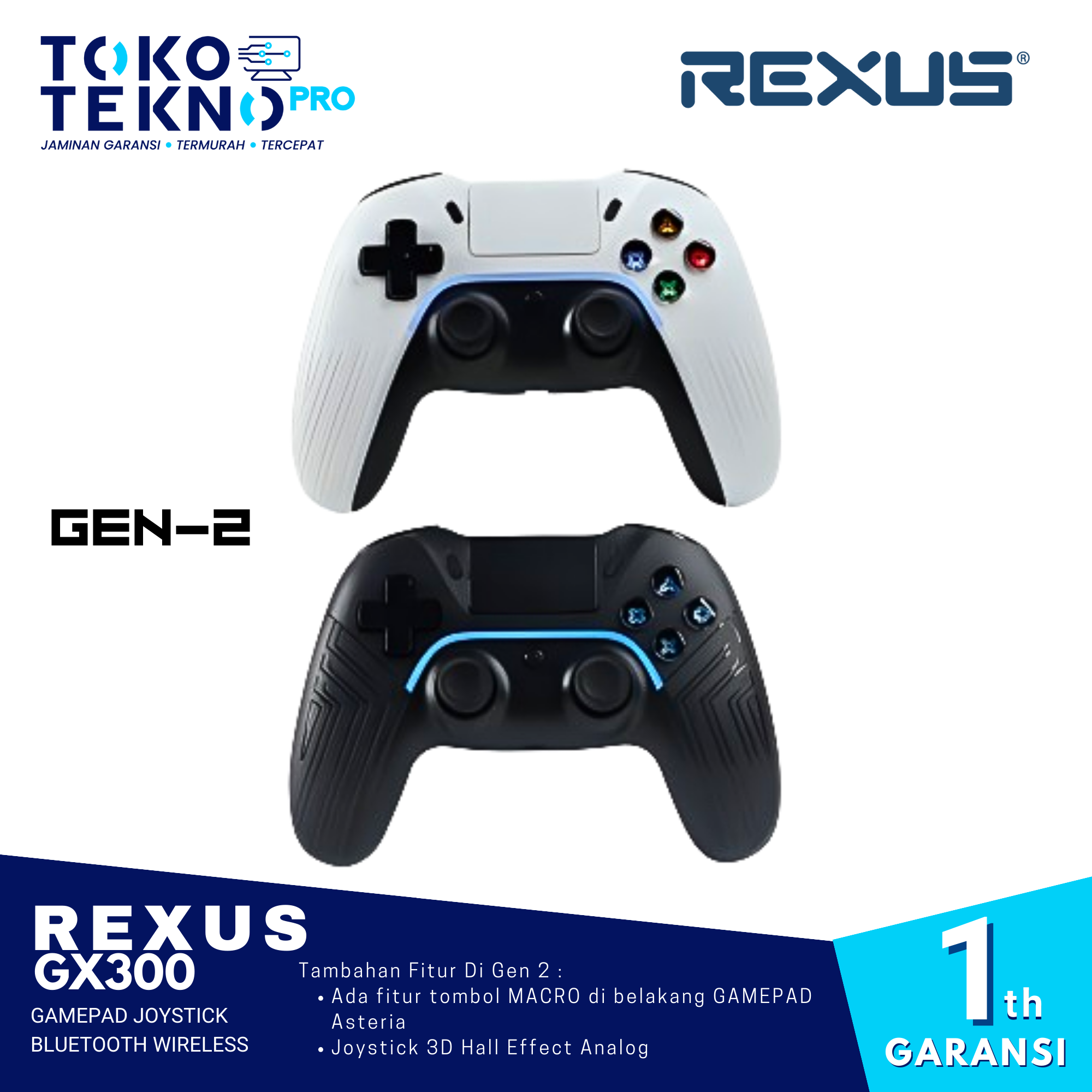 Rexus GX300 / GX-300 Gamepad Joystick Bluetooth Wireless