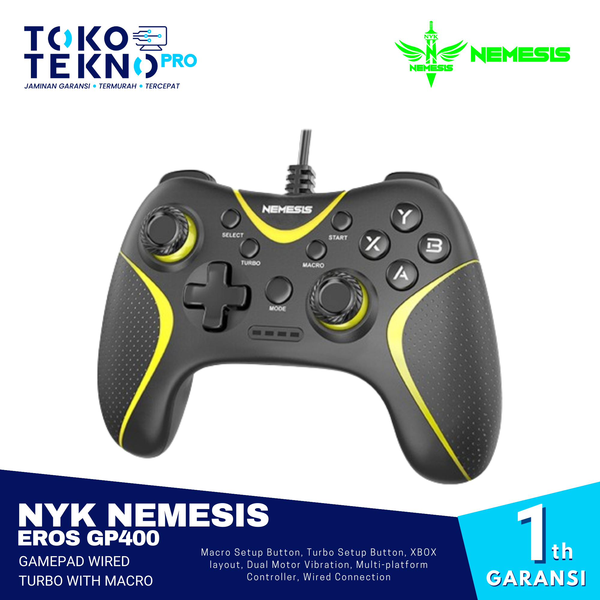 NYK Nemesis Eros GP400 Gamepad Wired Turbo with Macro
