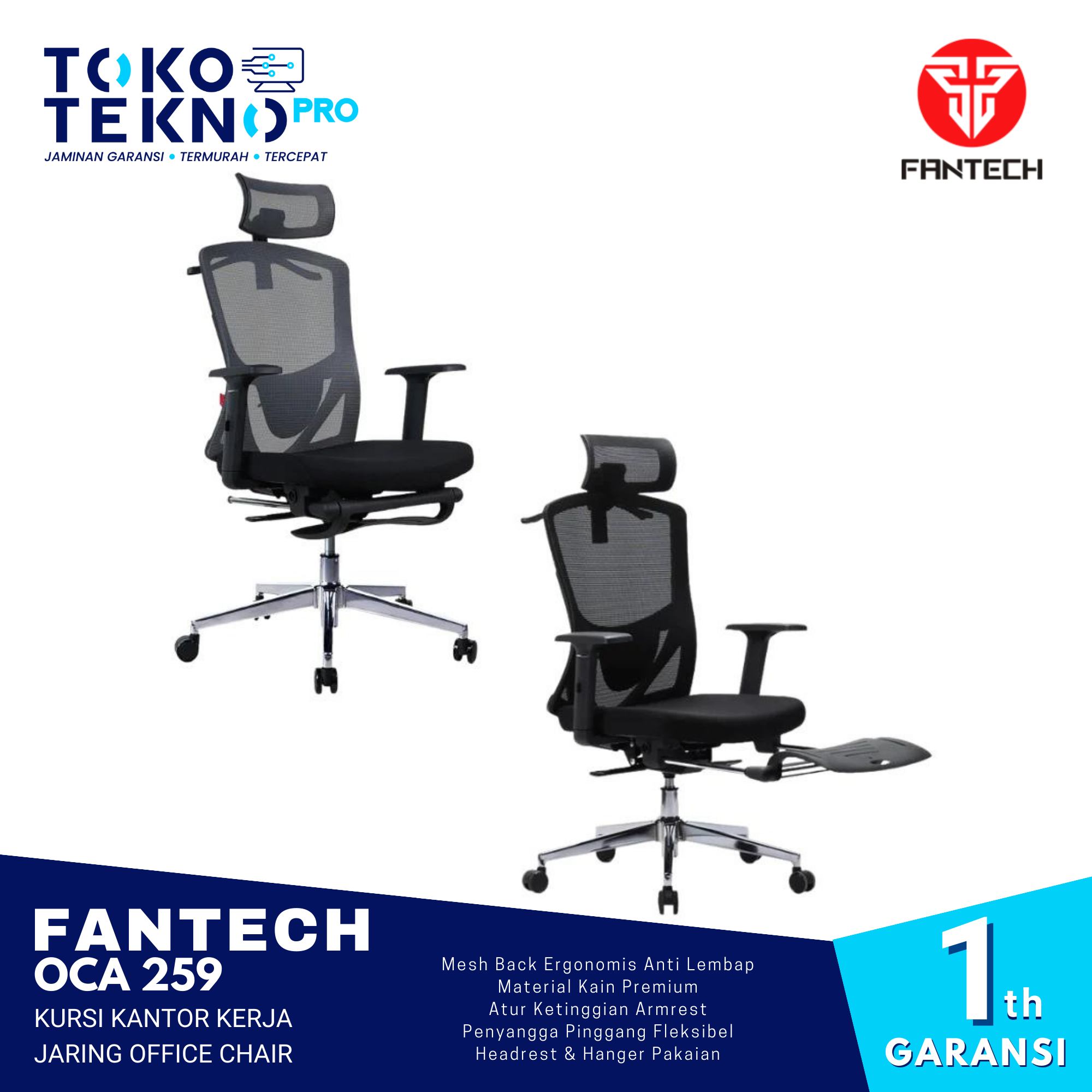 Fantech OCA259 Kursi Kantor Kerja Jaring Office Chair