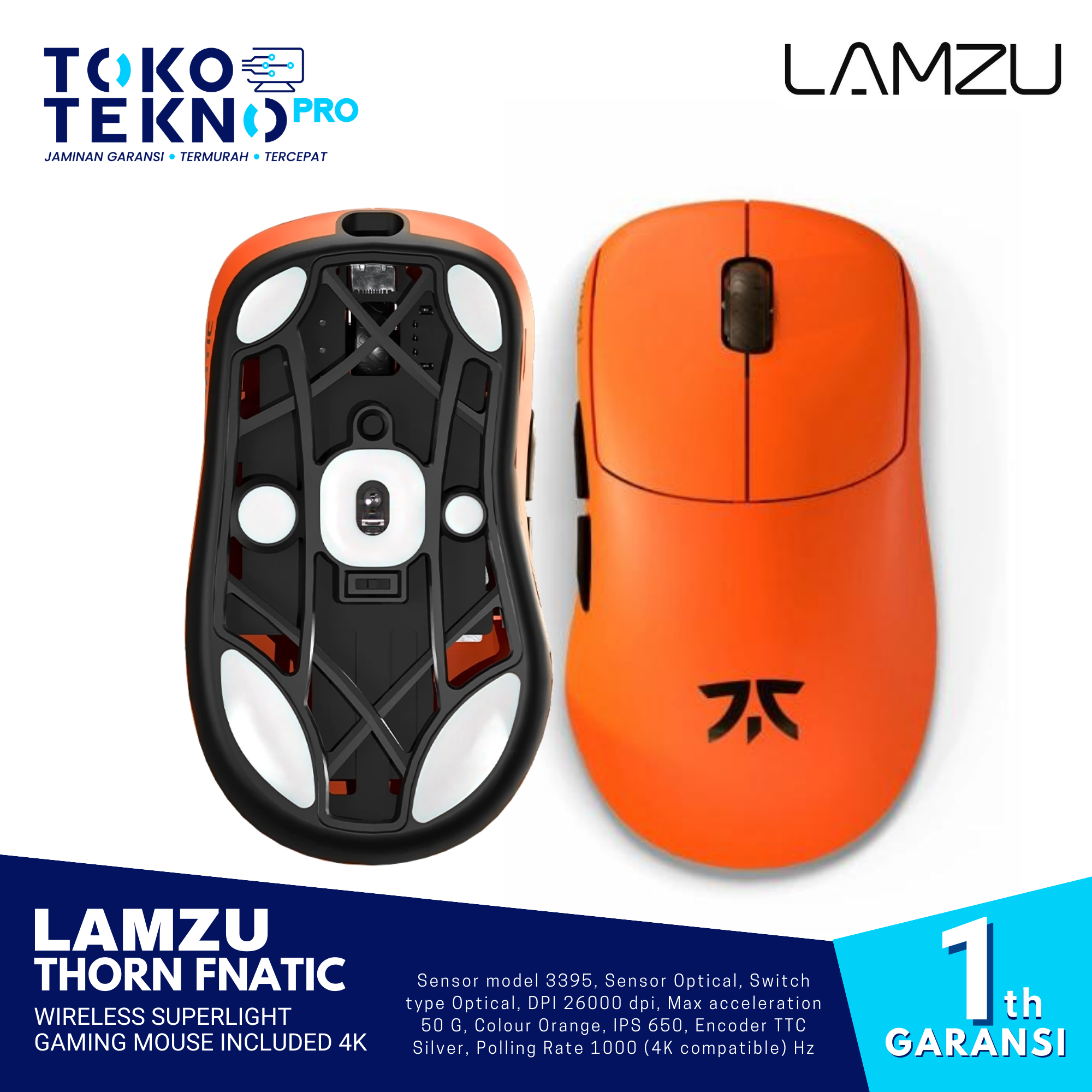 Lamzu Thorn Fnatic Wireless Superlight Gaming Mouse Included 4K