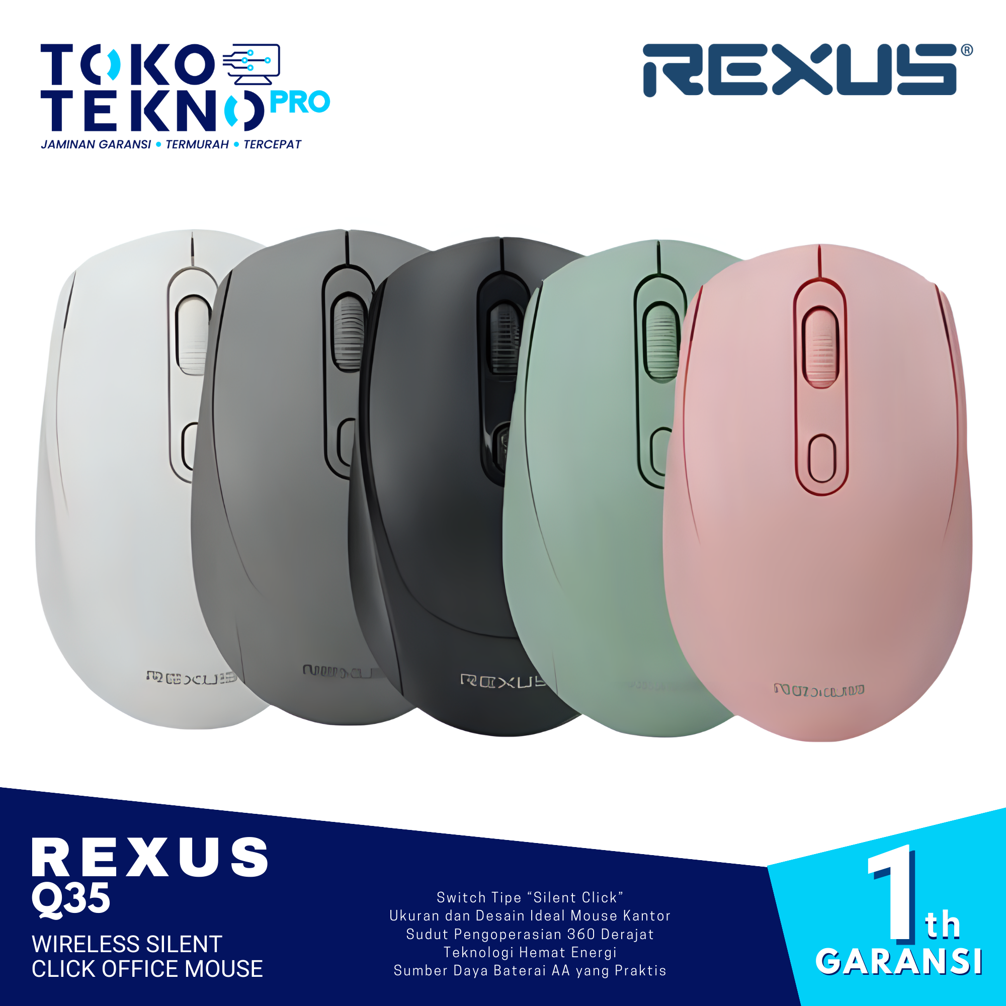 Rexus Q35 Wireless Silent Click Office Mouse