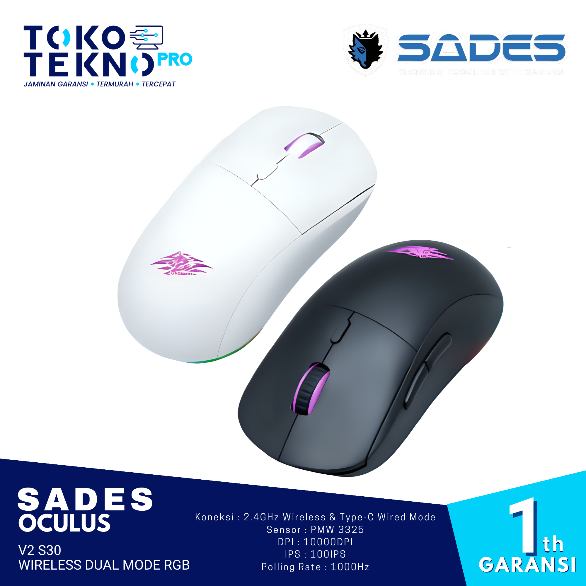 Sades Oculus V2 S30 Wireless Dual Mode RGB Gaming Mouse