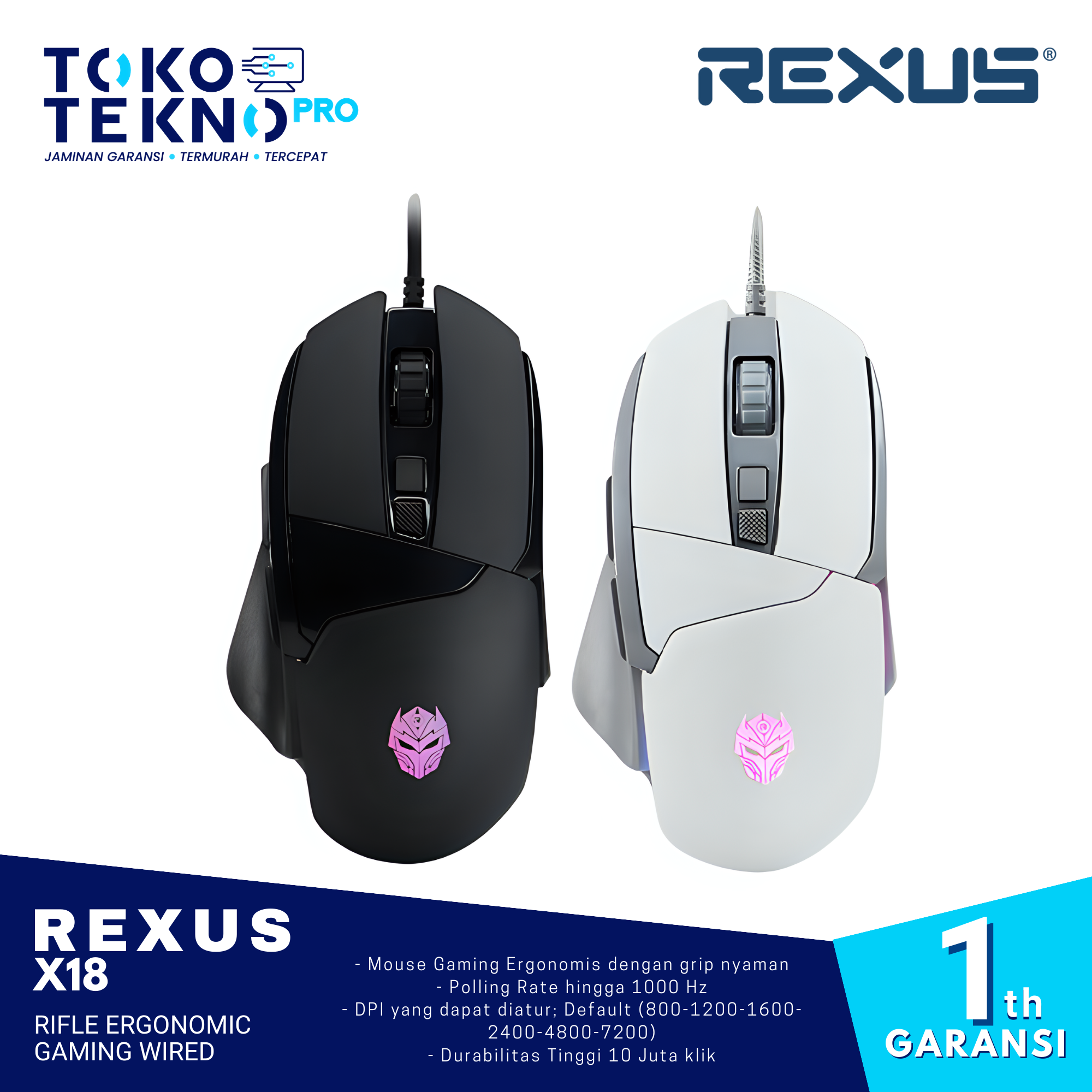 Rexus X18 Rifle Ergonomic Gaming Wired Mouse RGB