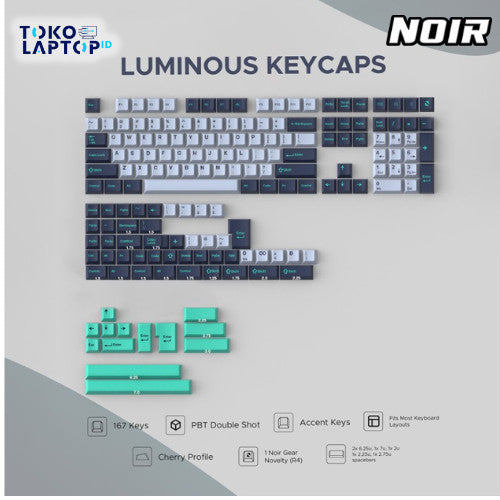Noir Luminous Keycaps PBT Doubleshot Cherry Profile
