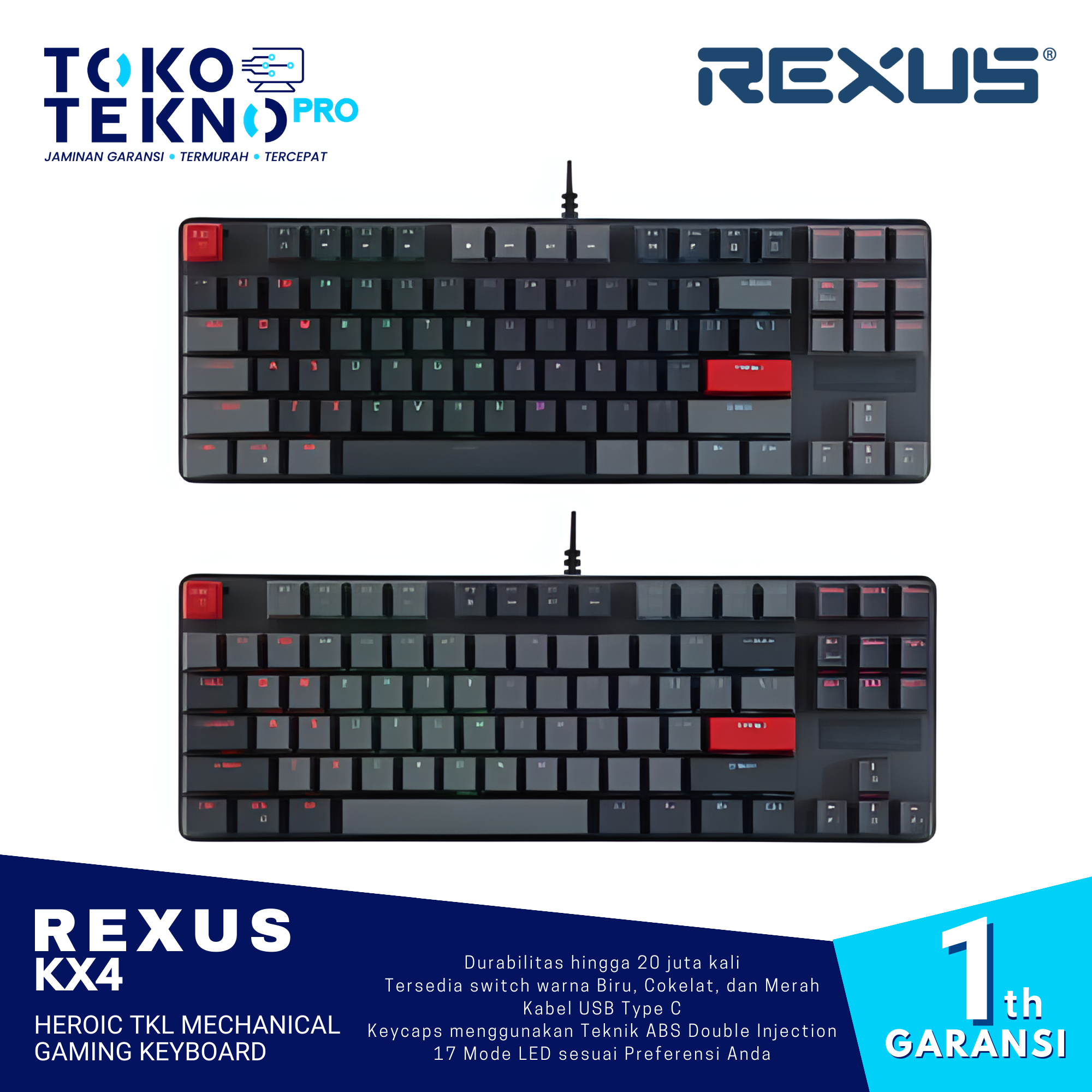Rexus KX4 / KX-4 Heroic TKL Mechanical Gaming Keyboard