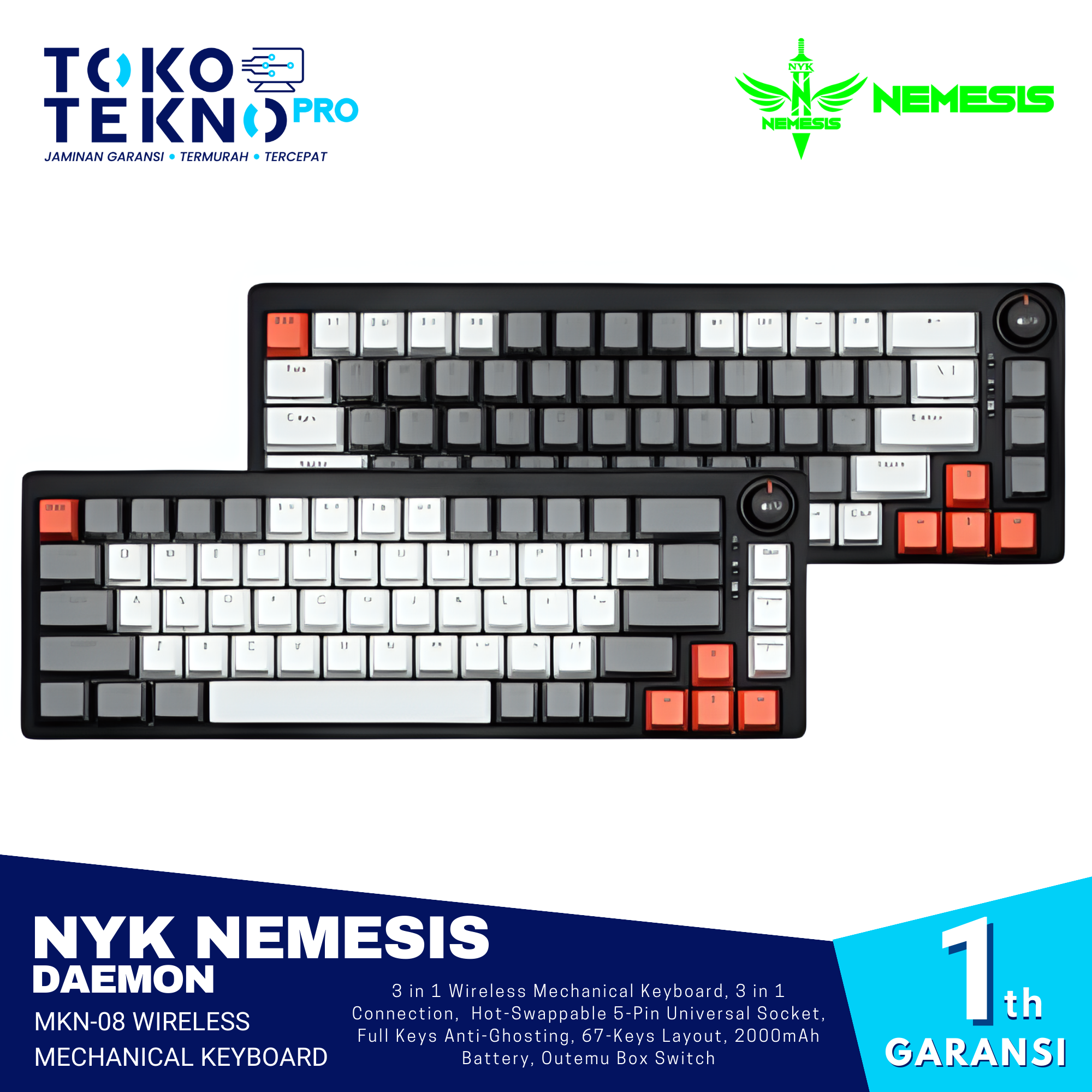 NYK Nemesis Daemon MKN08 Wireless Mechanical Keyboard Gaming