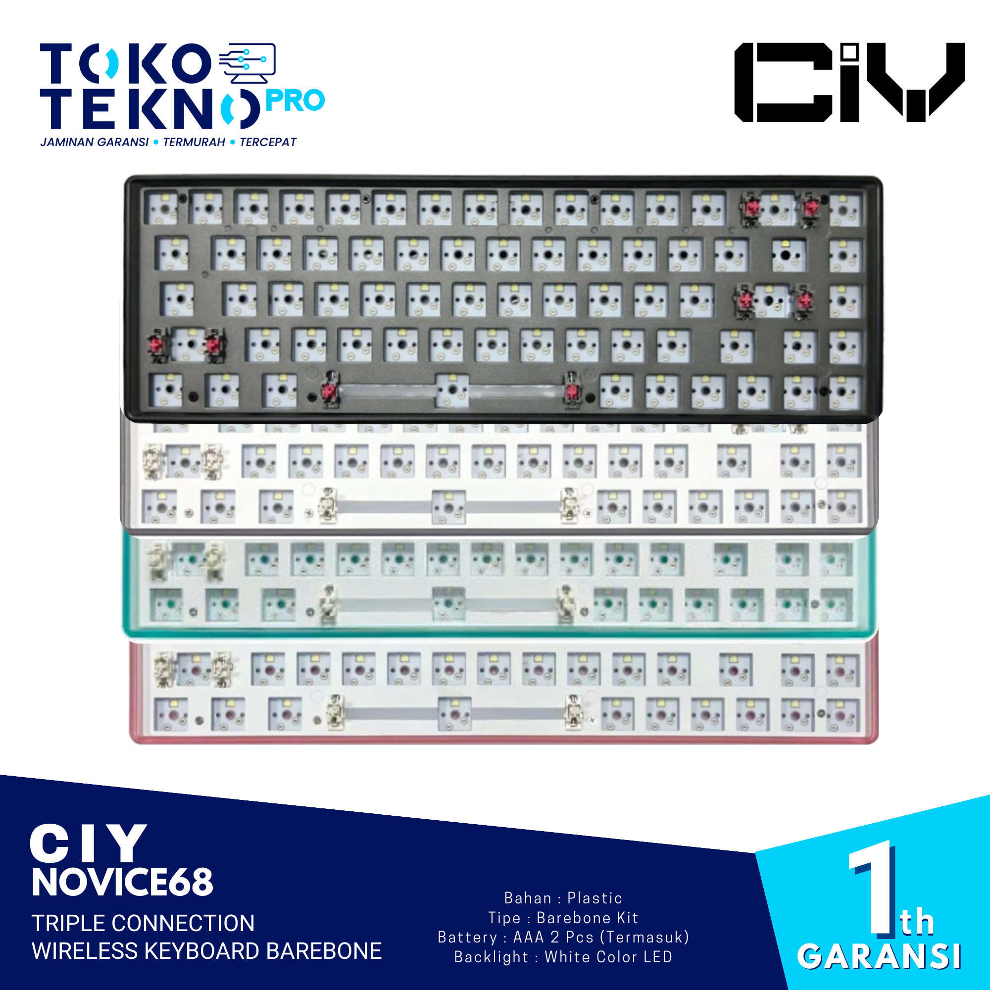 CIY Novice 68 Triple Connection Wireless Keyboard Barebone