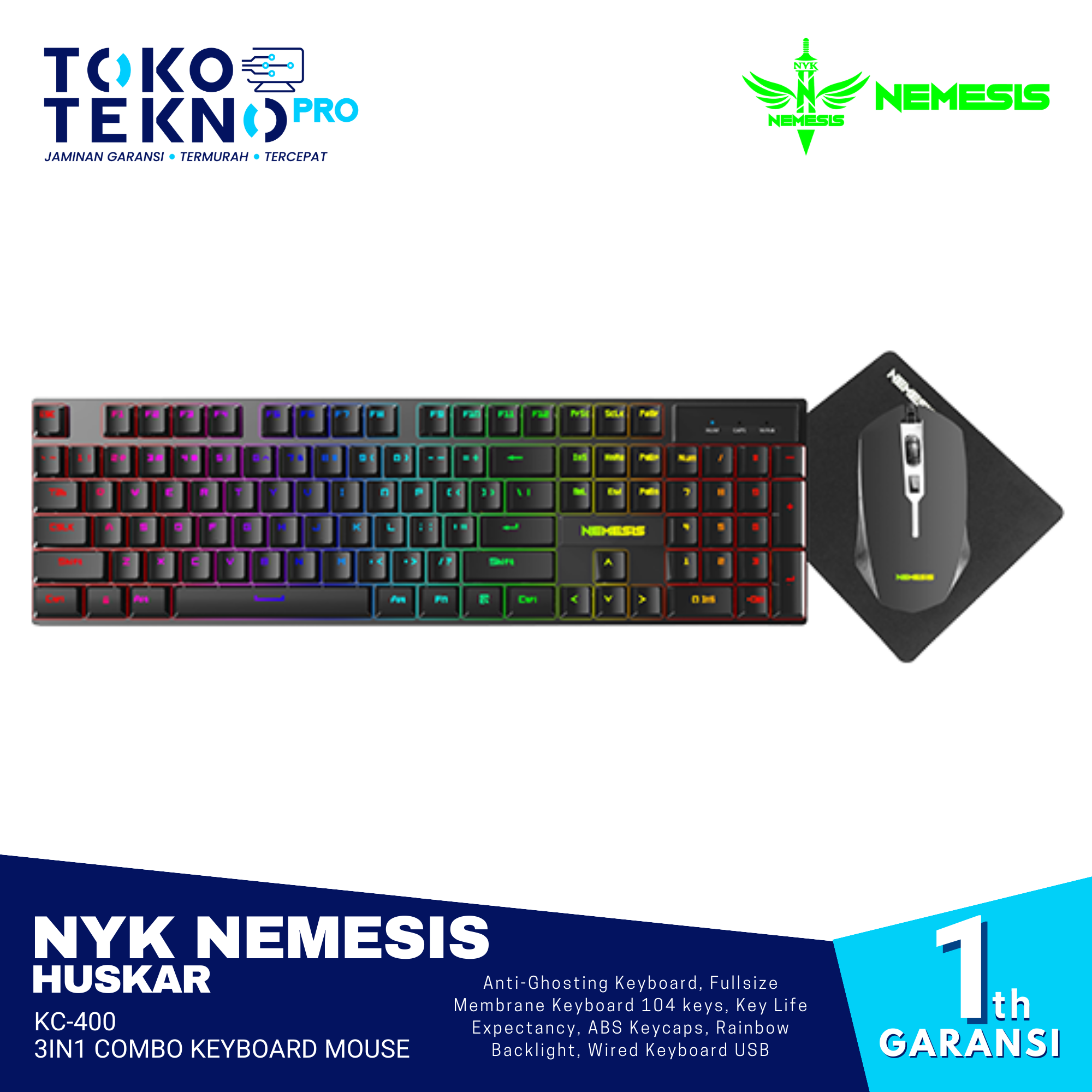 NYK Nemesis Huskar KC400 3in1 Combo Keyboard Mouse