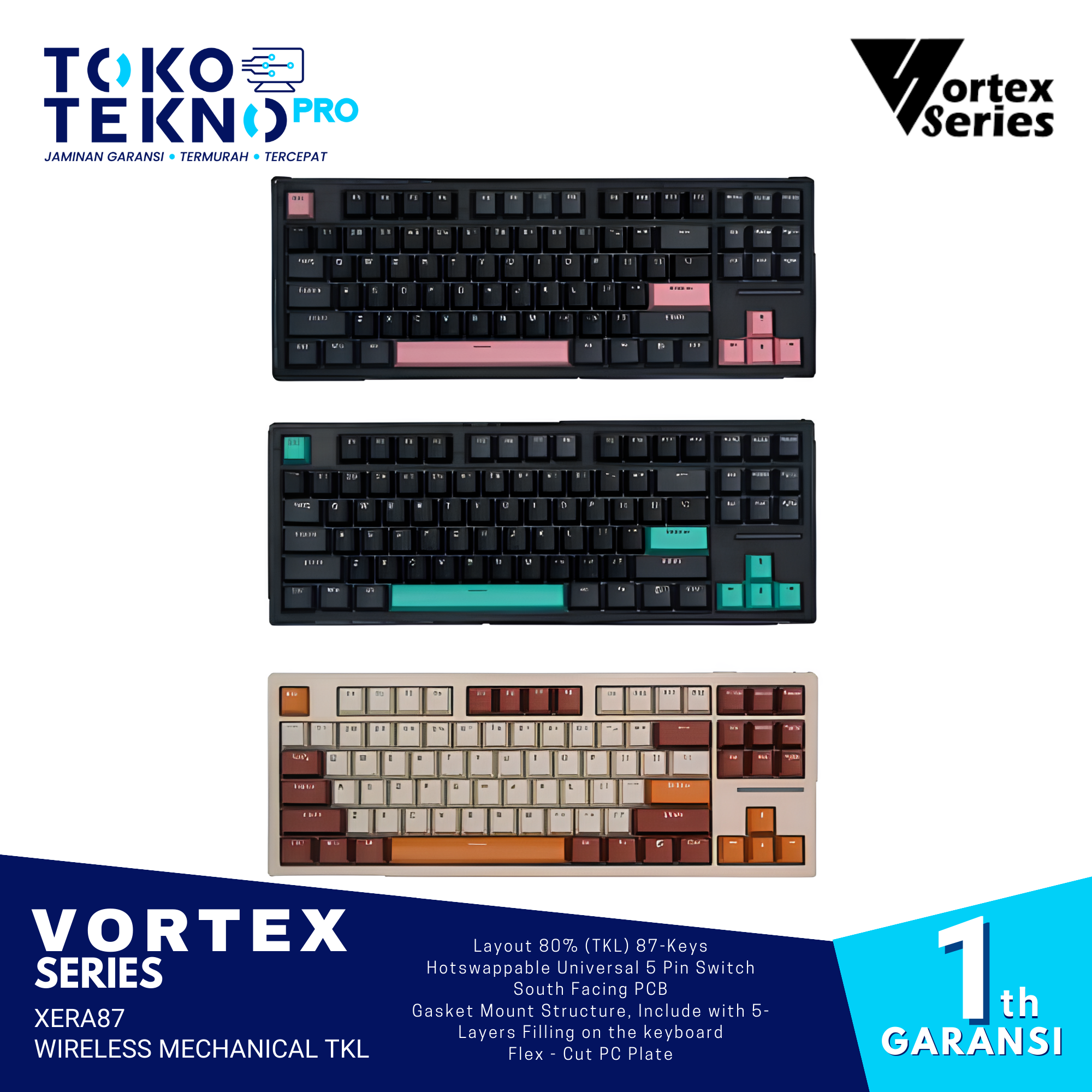 VortexSeries Xera87 / Xera-87 Wired Mechanical TKL Gaming Keyboard