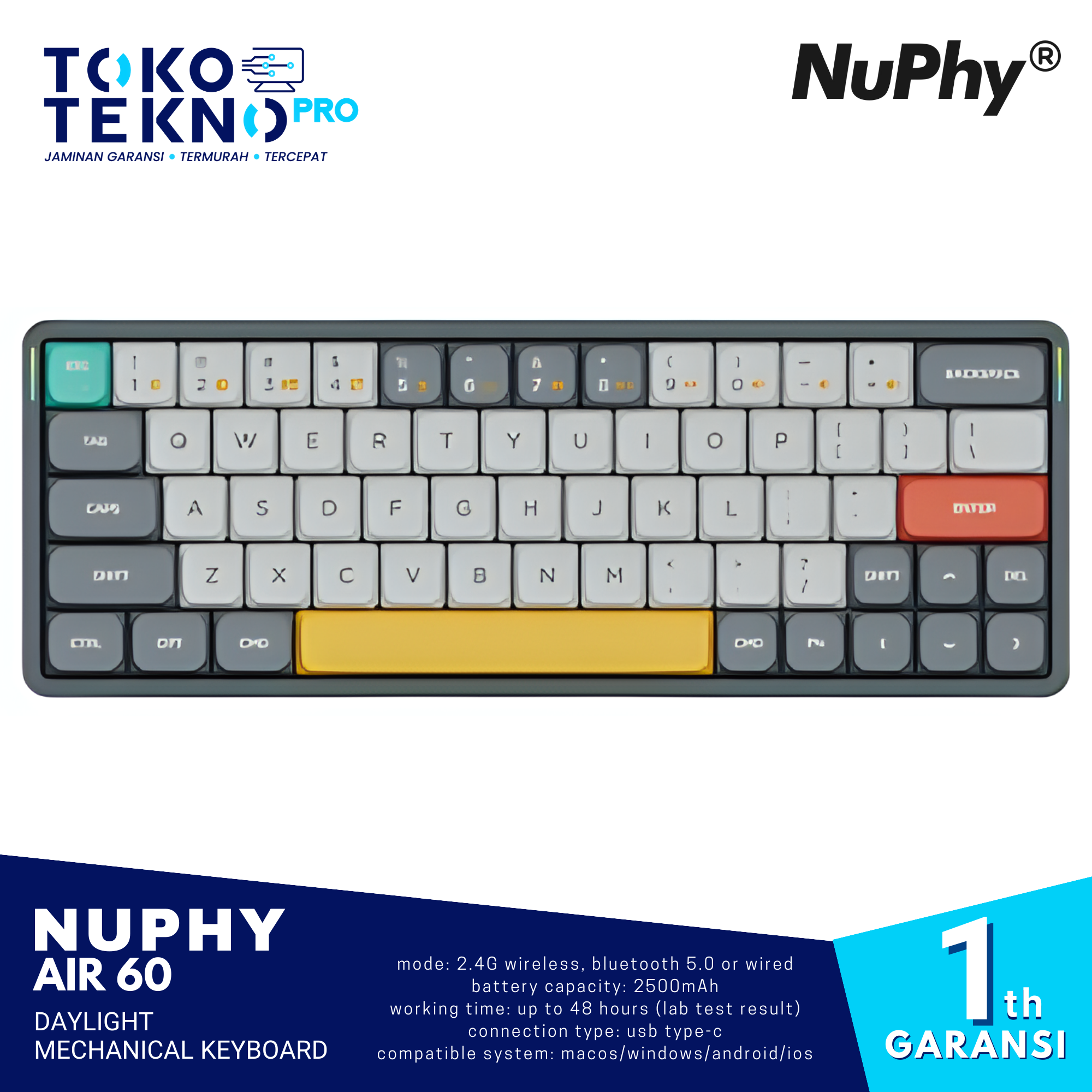 Nuphy Air60 Daylight Wireless Mechanical Keyboard Low Profile
