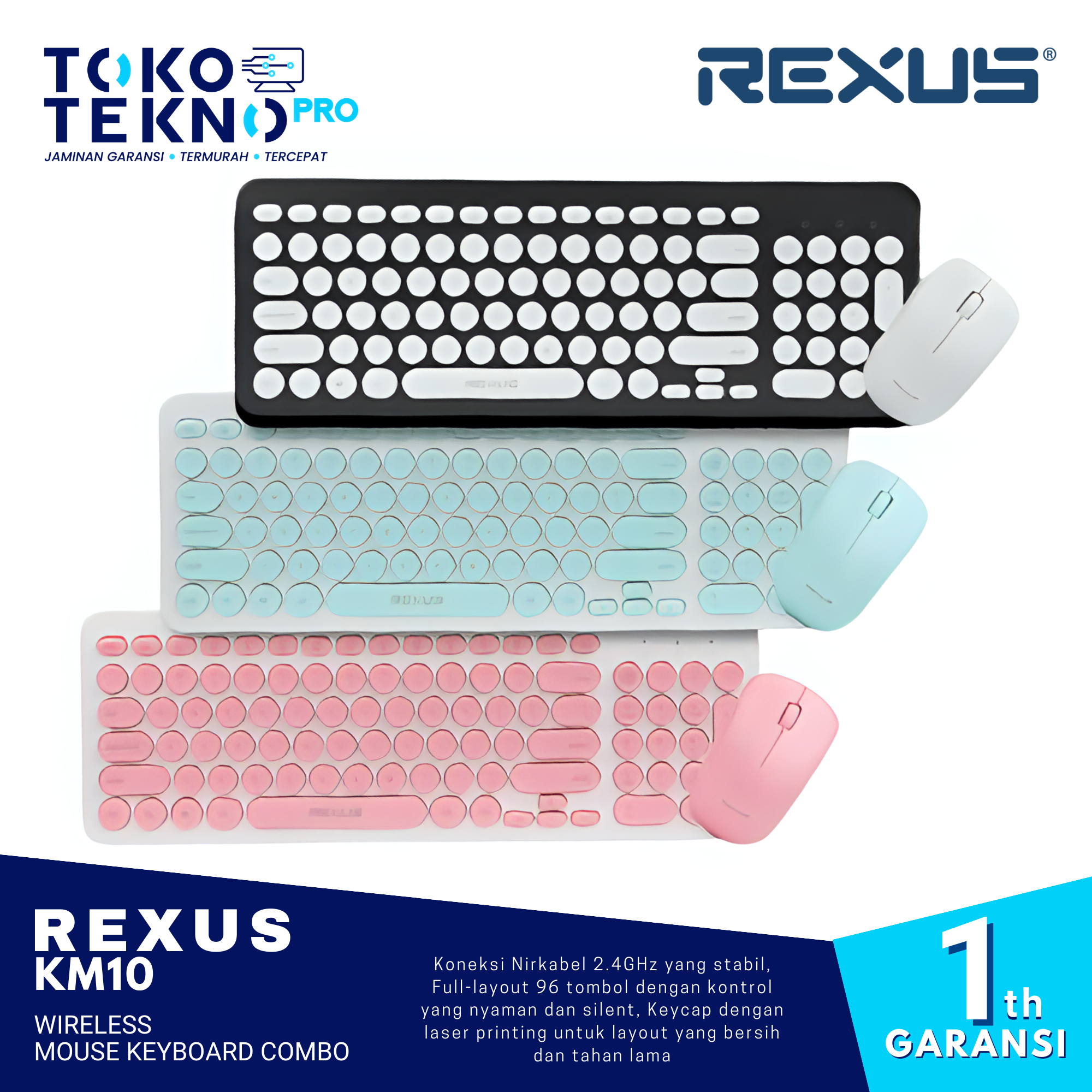 Rexus KM10 / KM-10 Wireless Mouse Keyboard Combo Office