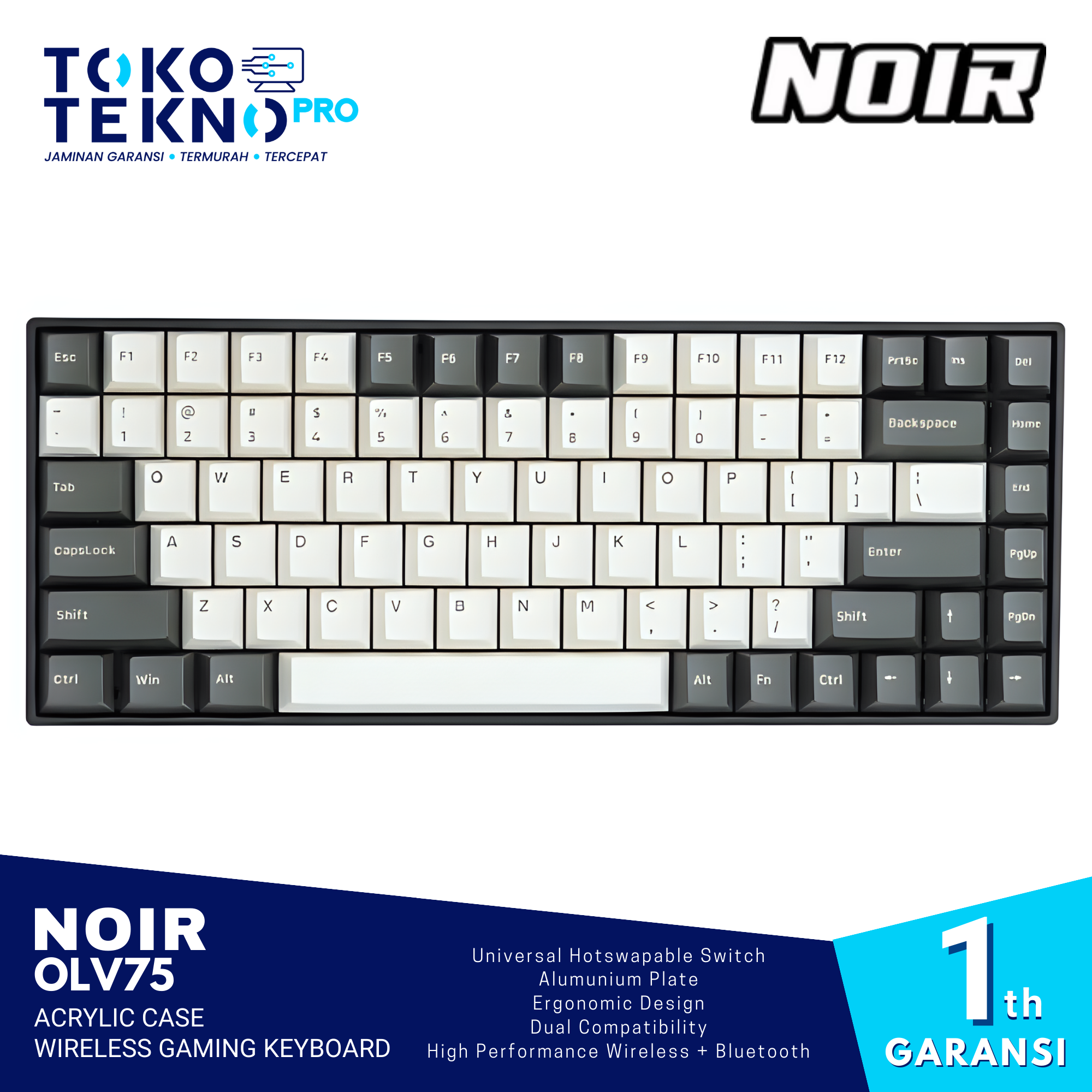 Noir OLV 75 75% Acrylic Case Wireless Gaming Keyboard