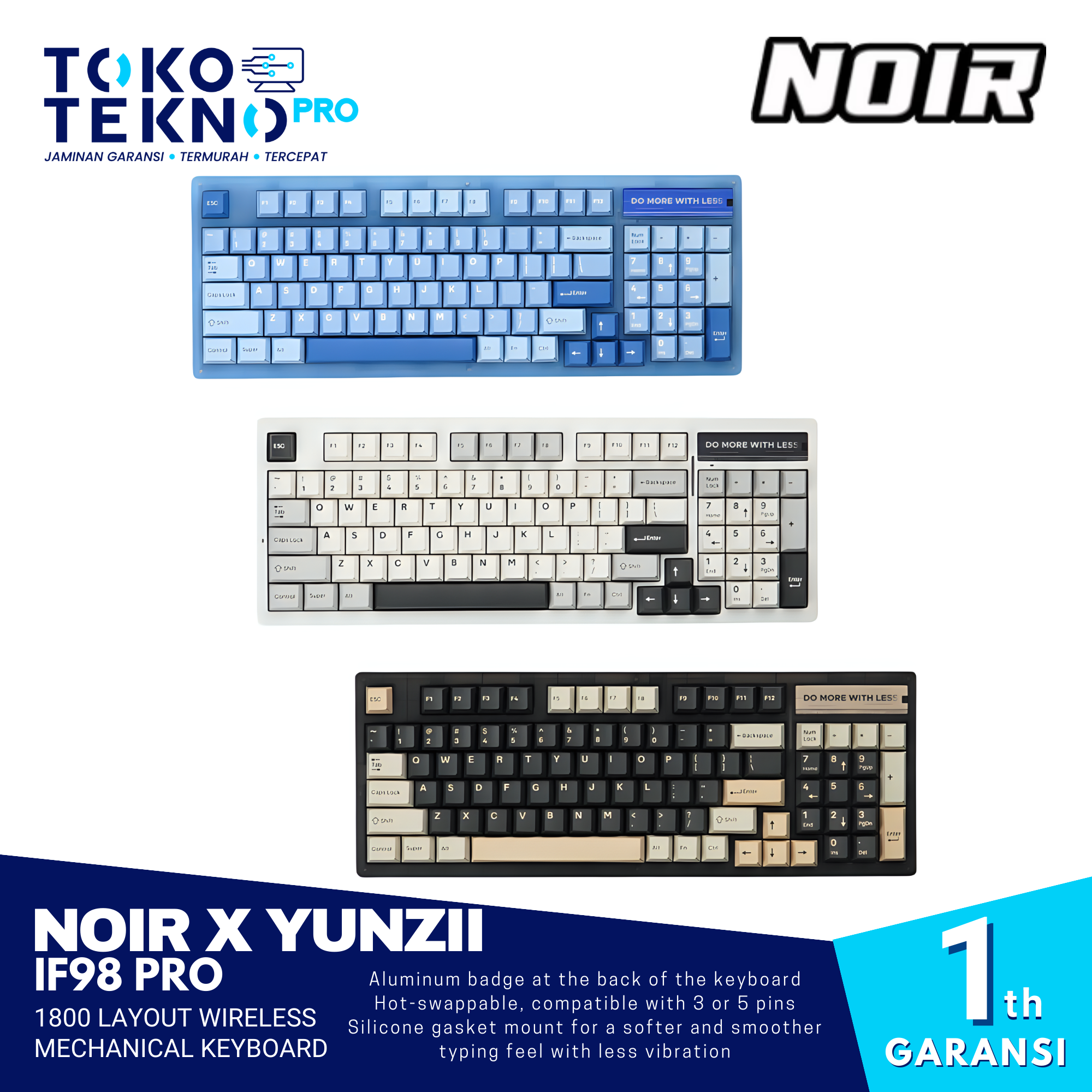 Noir x Yunzii IF98 Pro 1800 Layout Wireless Mechanical Keyboard 98 Key
