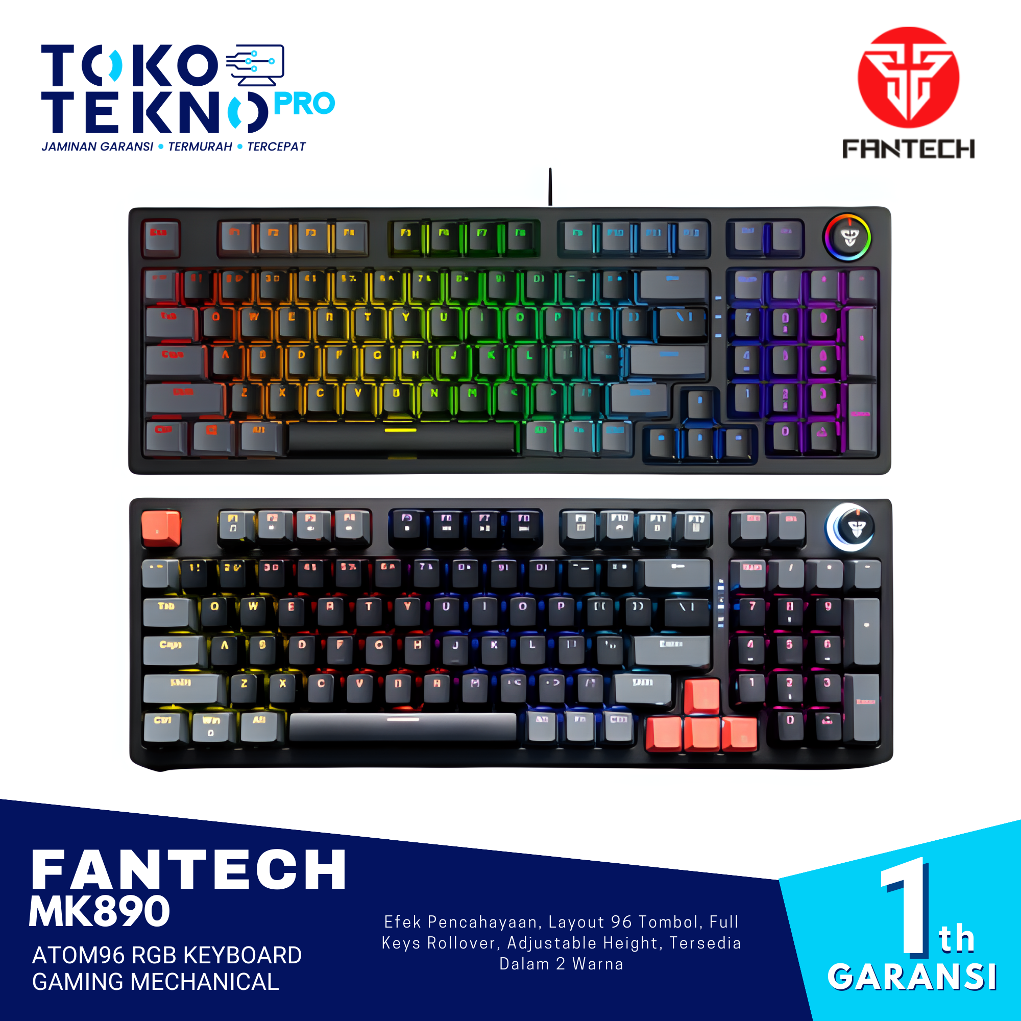 Fantech MK890 Atom96 RGB Keyboard Gaming Mechanical Full Size