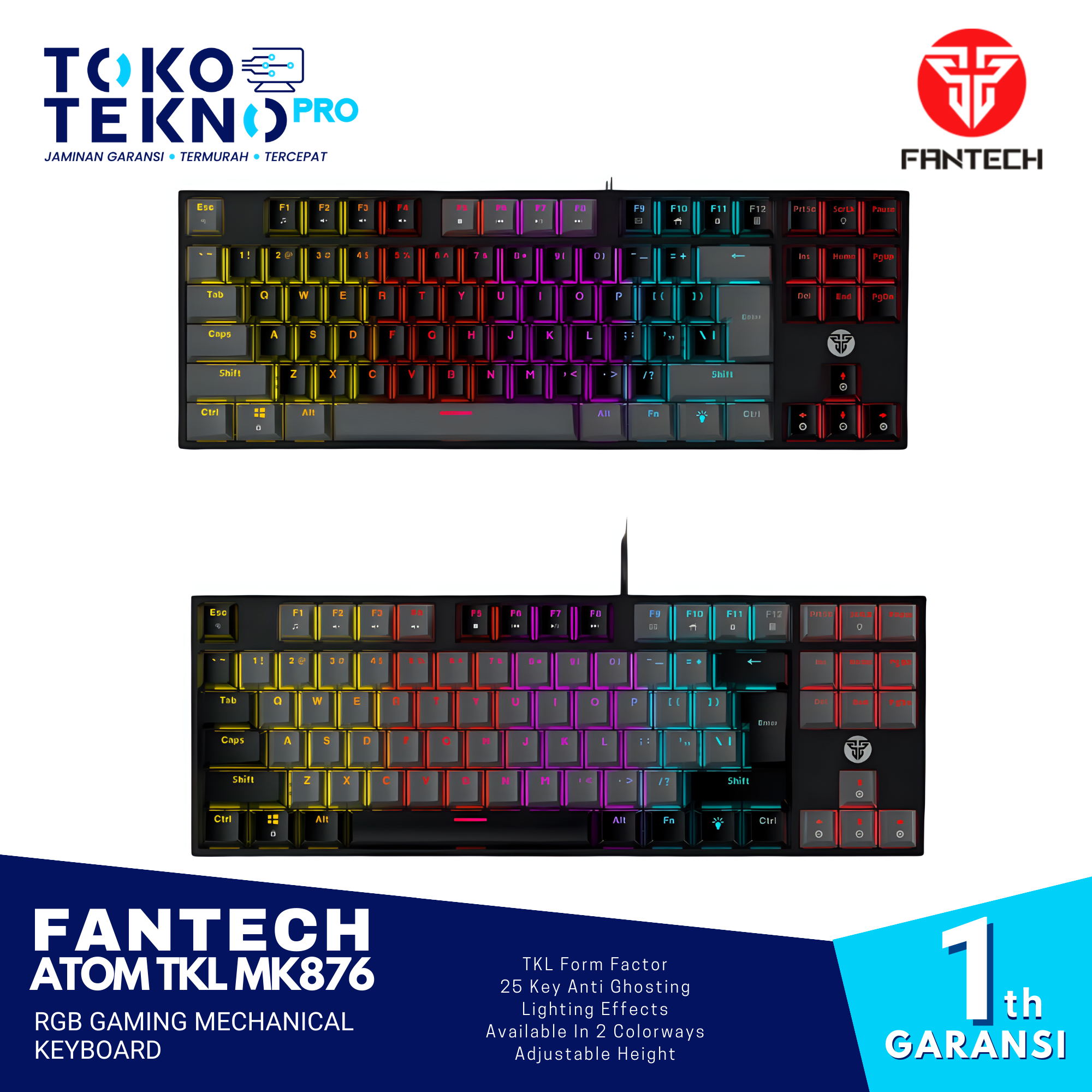 Fantech ATOM TKL MK876 RGB Gaming Mechanical Keyboard
