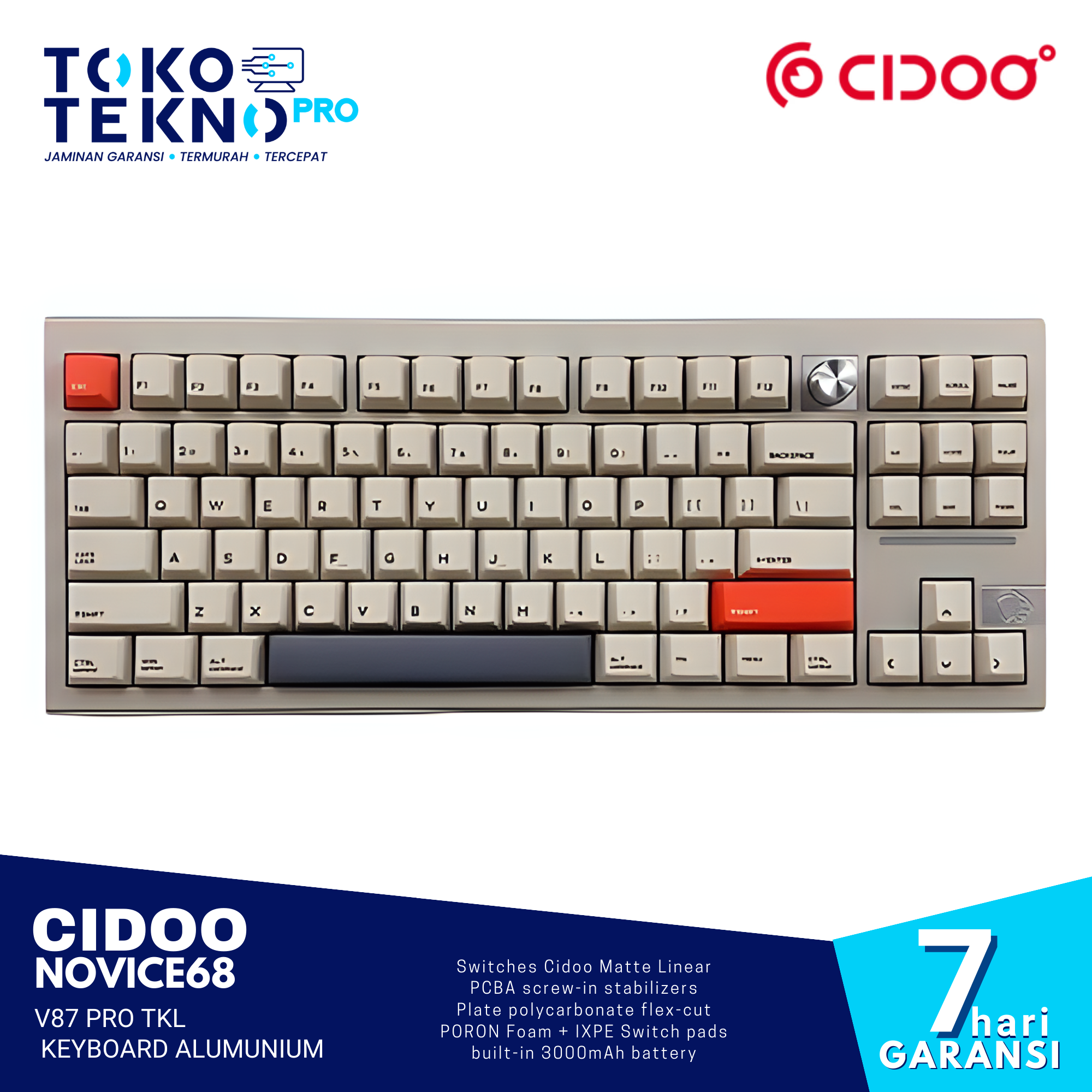 CIDOO V87 PRO TKL 87 Keys Hotswappable Mechanical Keyboard Alumunium