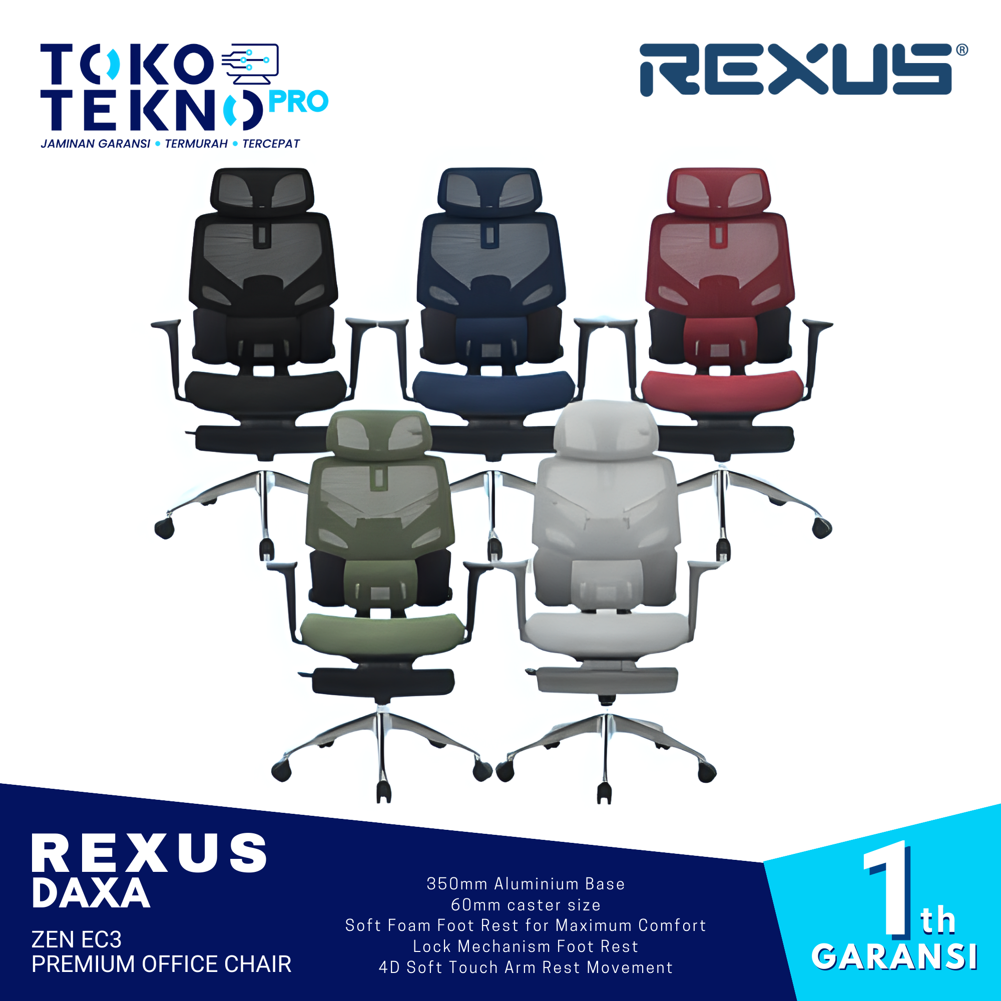 Rexus Daxa Zen EC3 Premium Office Chair With Lumbar Support