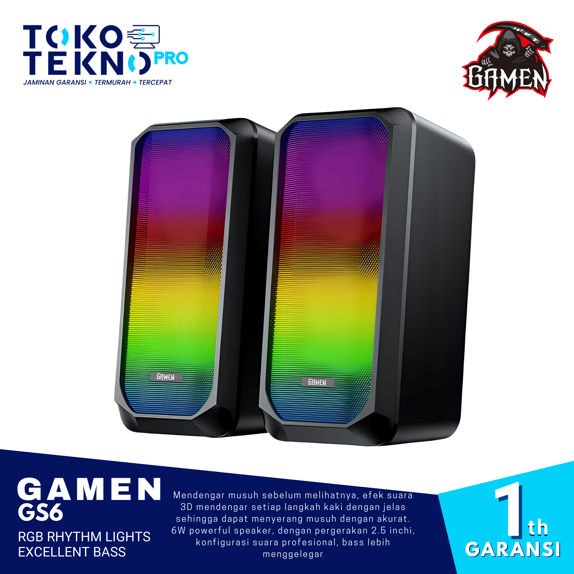 Gamen GS6 Gaming Speaker With RGB Rhythm Lights Excellent Bass
