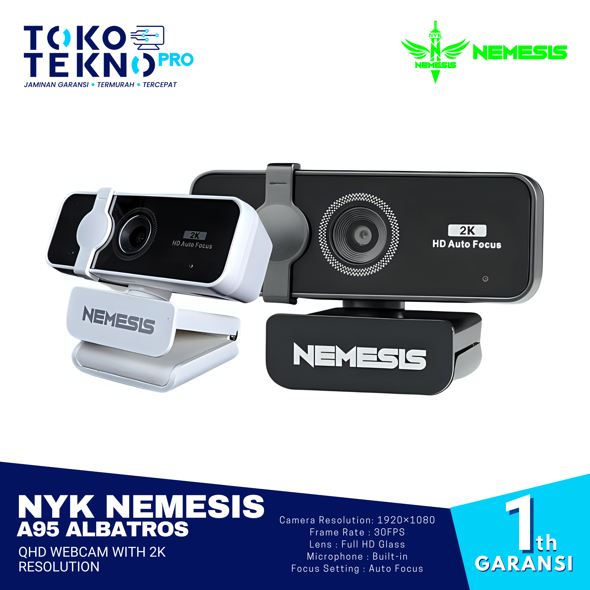 NYK Nemesis A95 Albatros QHD Webcam with 2k Resolution