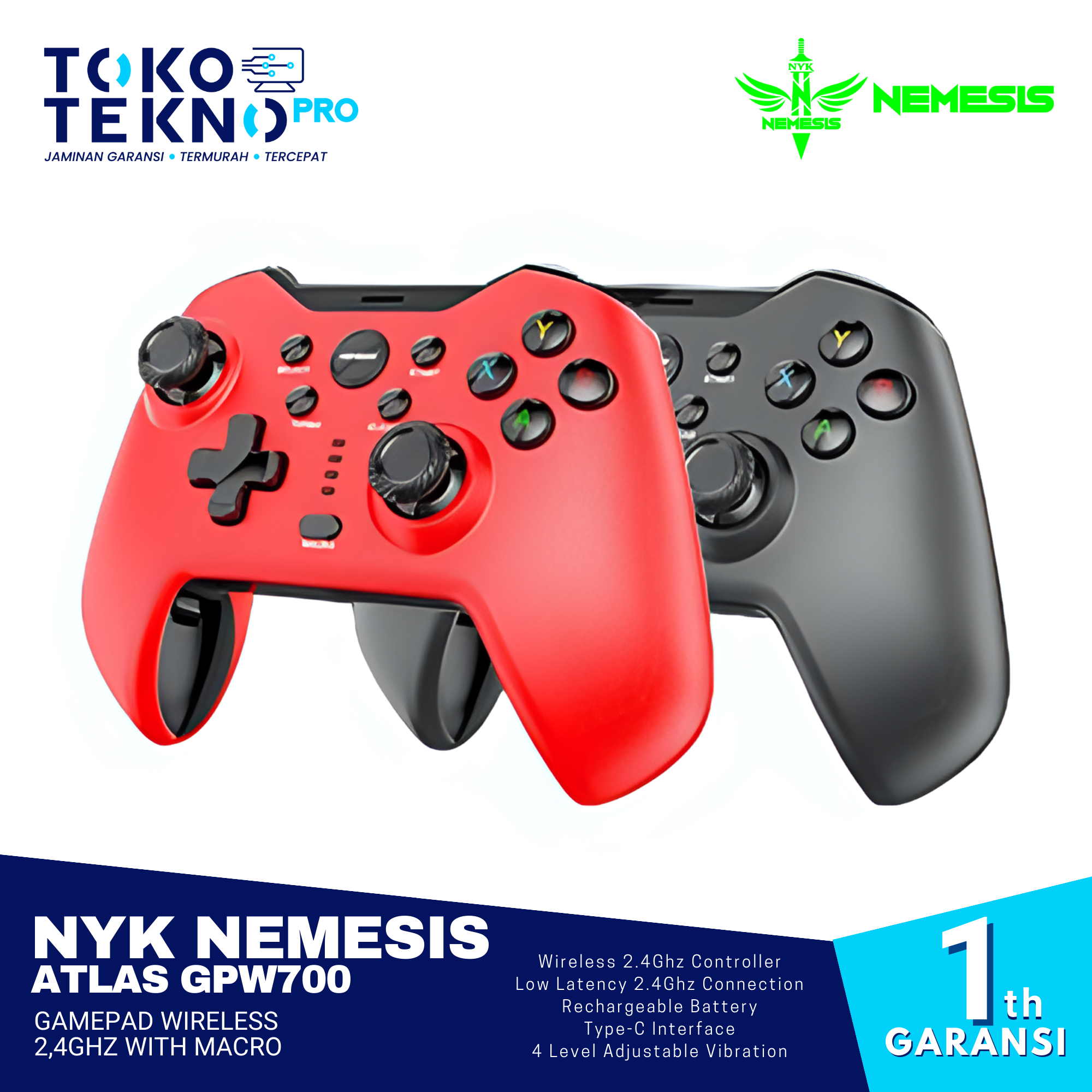 NYK Nemesis Atlas GPW700 Gamepad Wireless 2,4Ghz With Macro