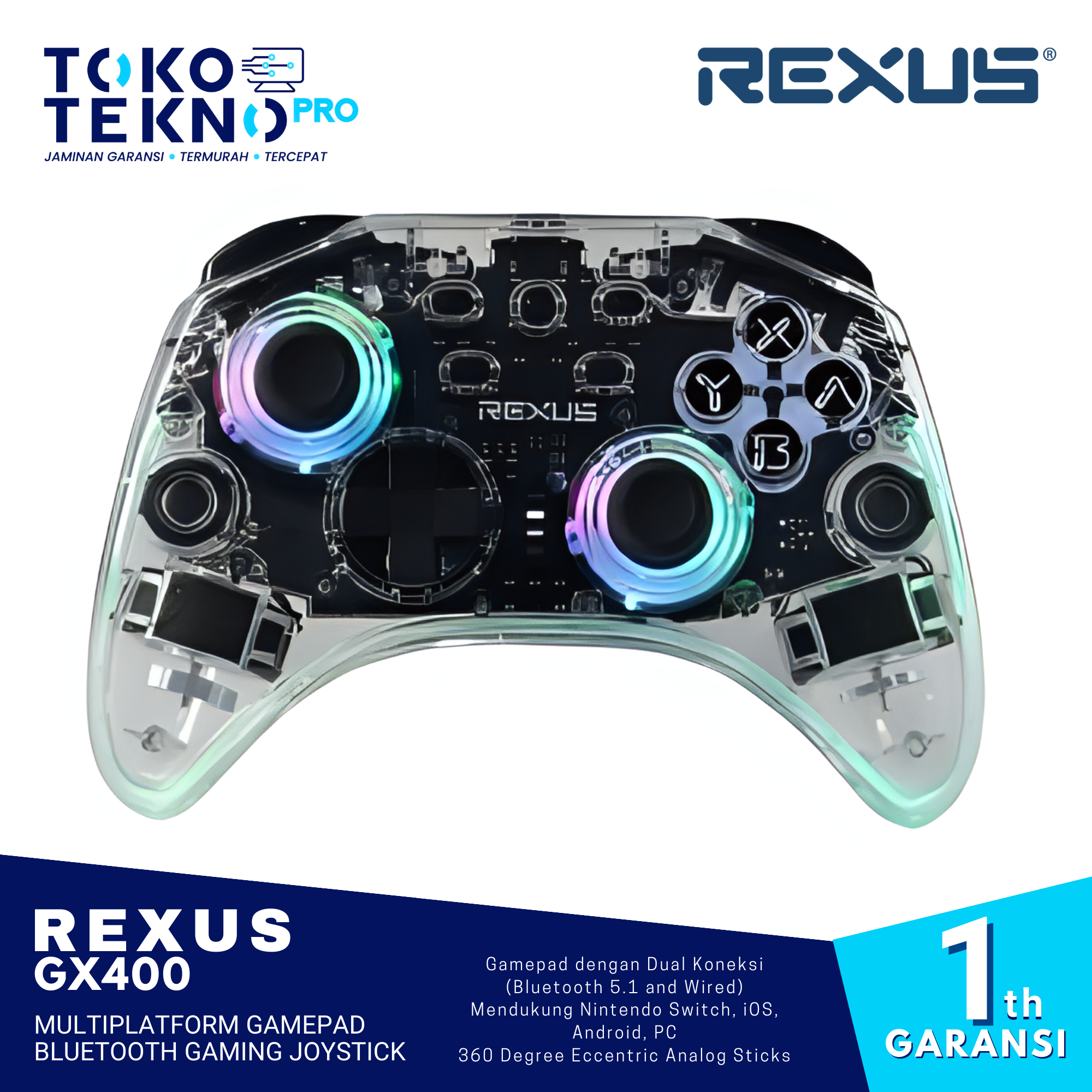 Rexus GX400 Multiplatform Gamepad Bluetooth Gaming Joystick