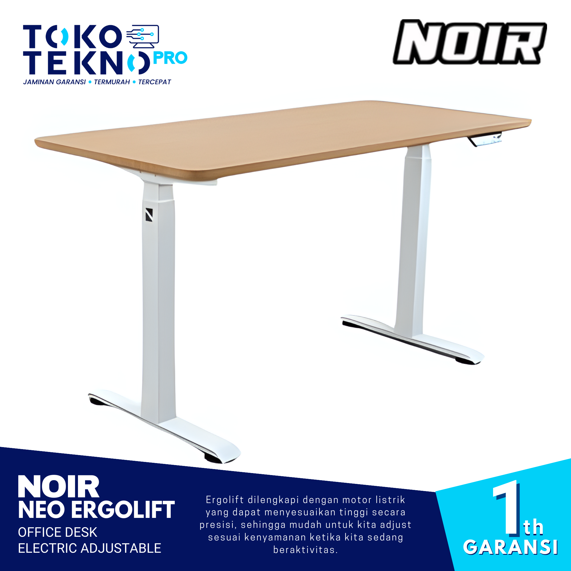 Noir Neo Ergolift Office Desk Electric Adjustable Kaki Meja Elektrik